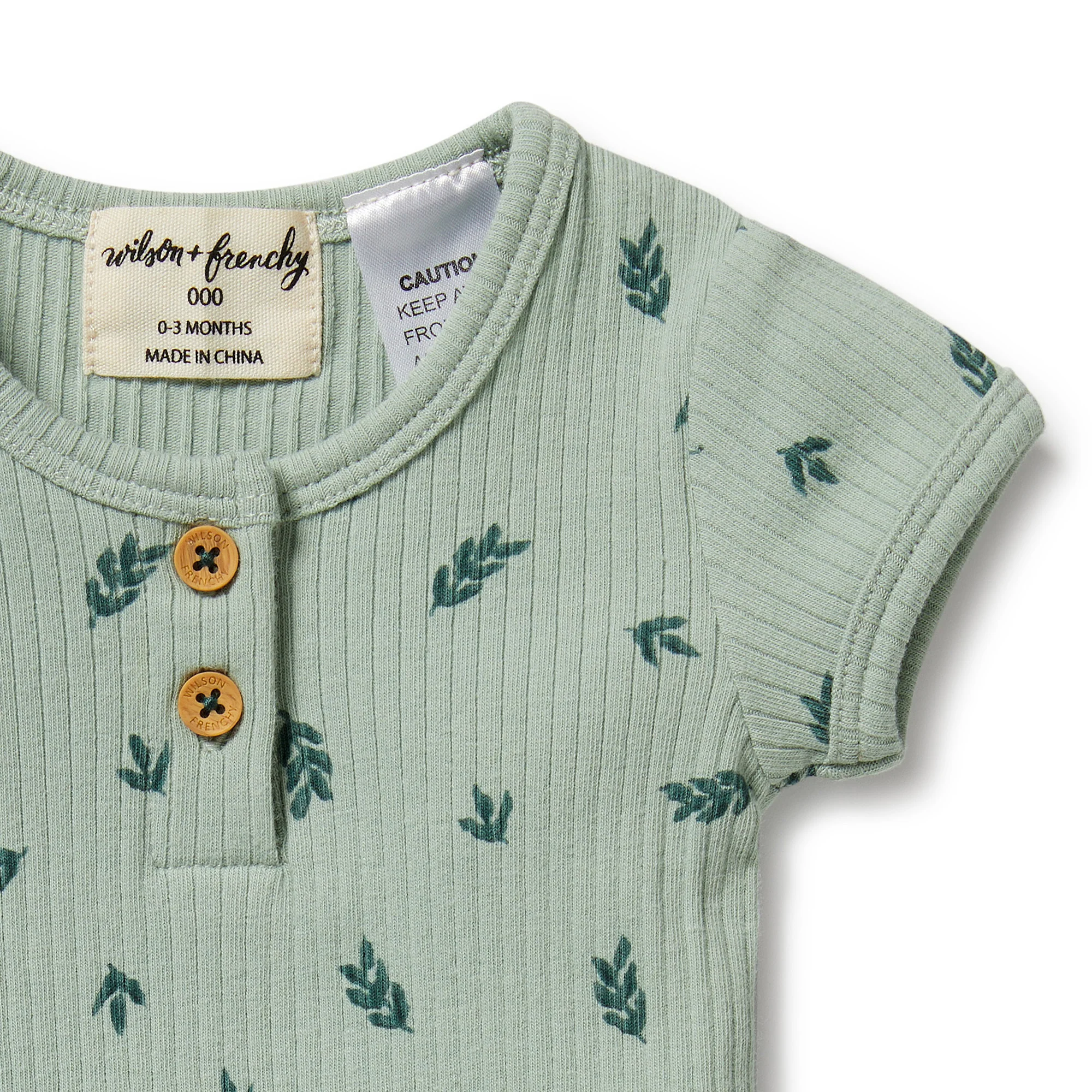 Falling Leaf Organic Rib Henley Bodysuit - Image 4