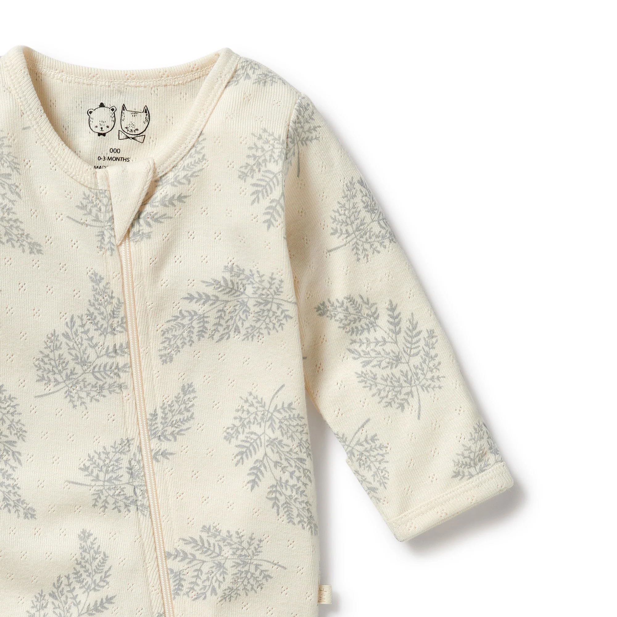 Forever Ferns Organic Pointelle Zipsuit with Feet - Image 3