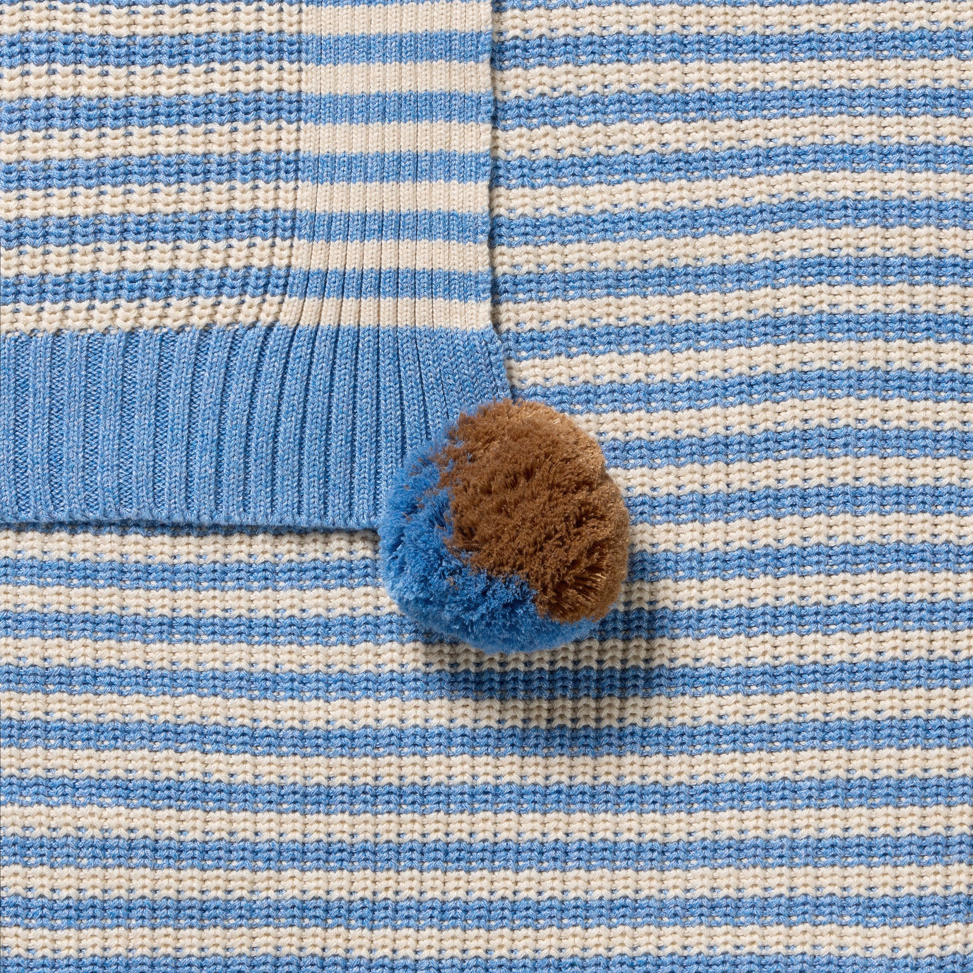 Frosted Blue Organic Knitted Stripe Blanket - Image 3
