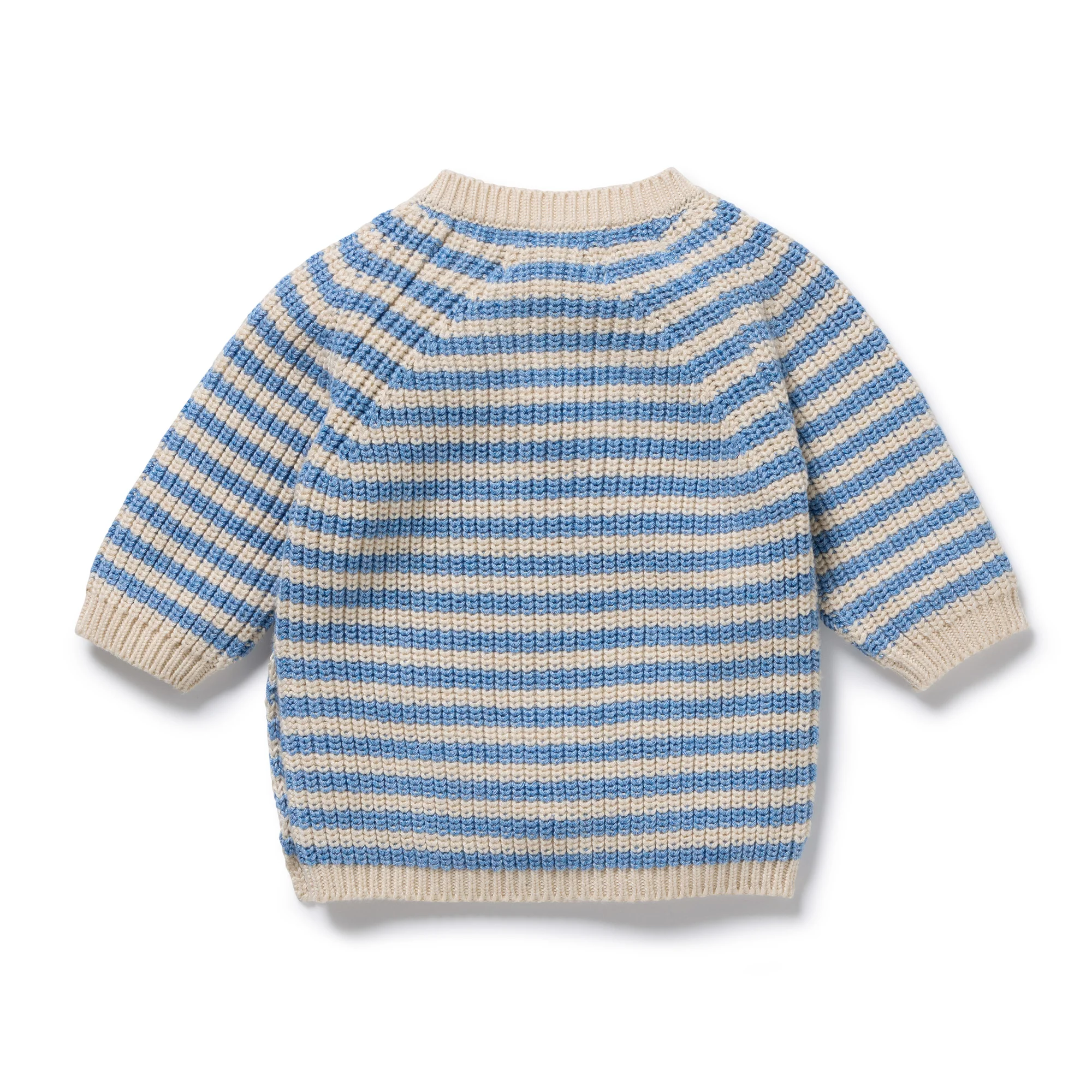 Frosted Blue Organic Knitted Stripe Kimono Cardigan - Image 5