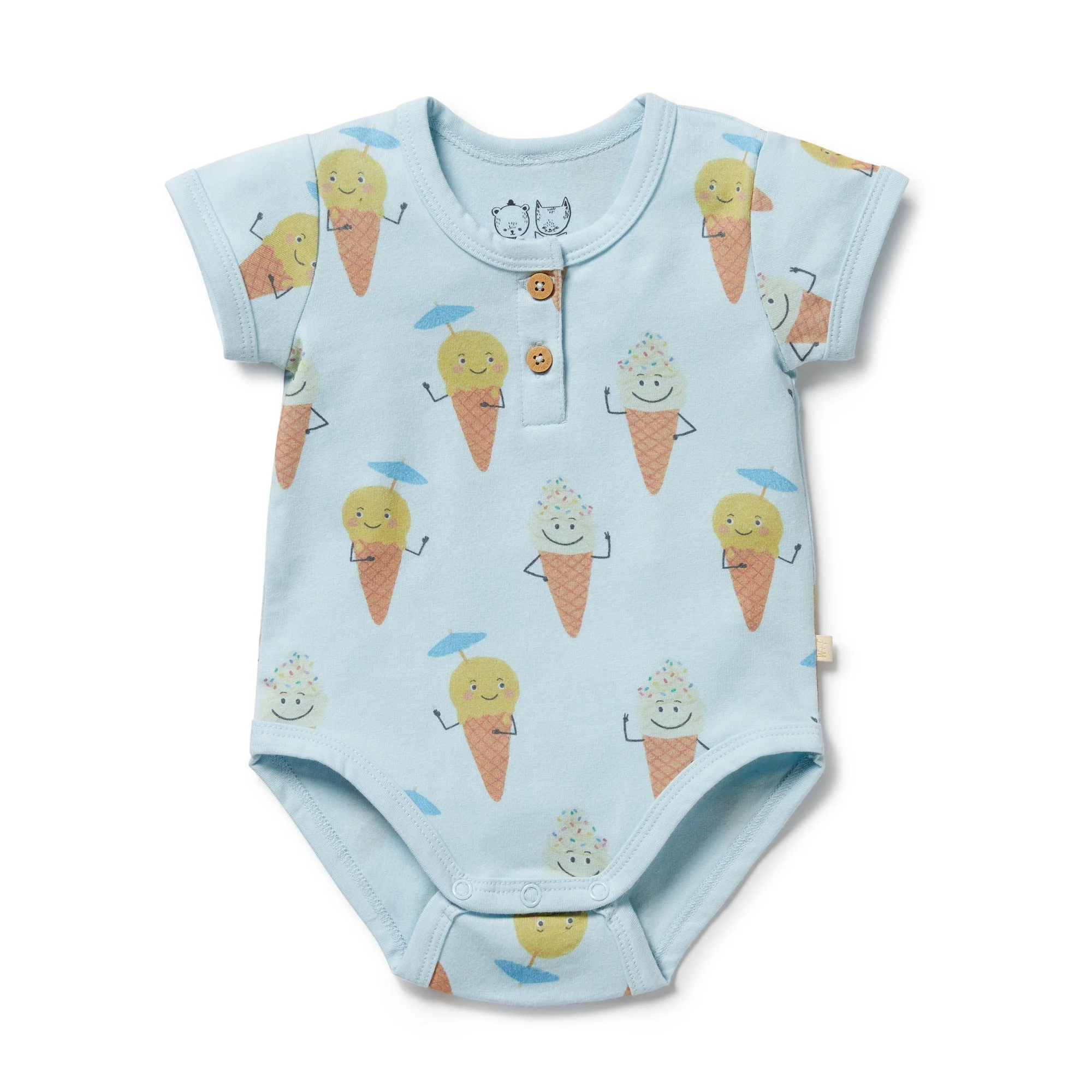 Organic Henley Bodysuit - Frosty Friends