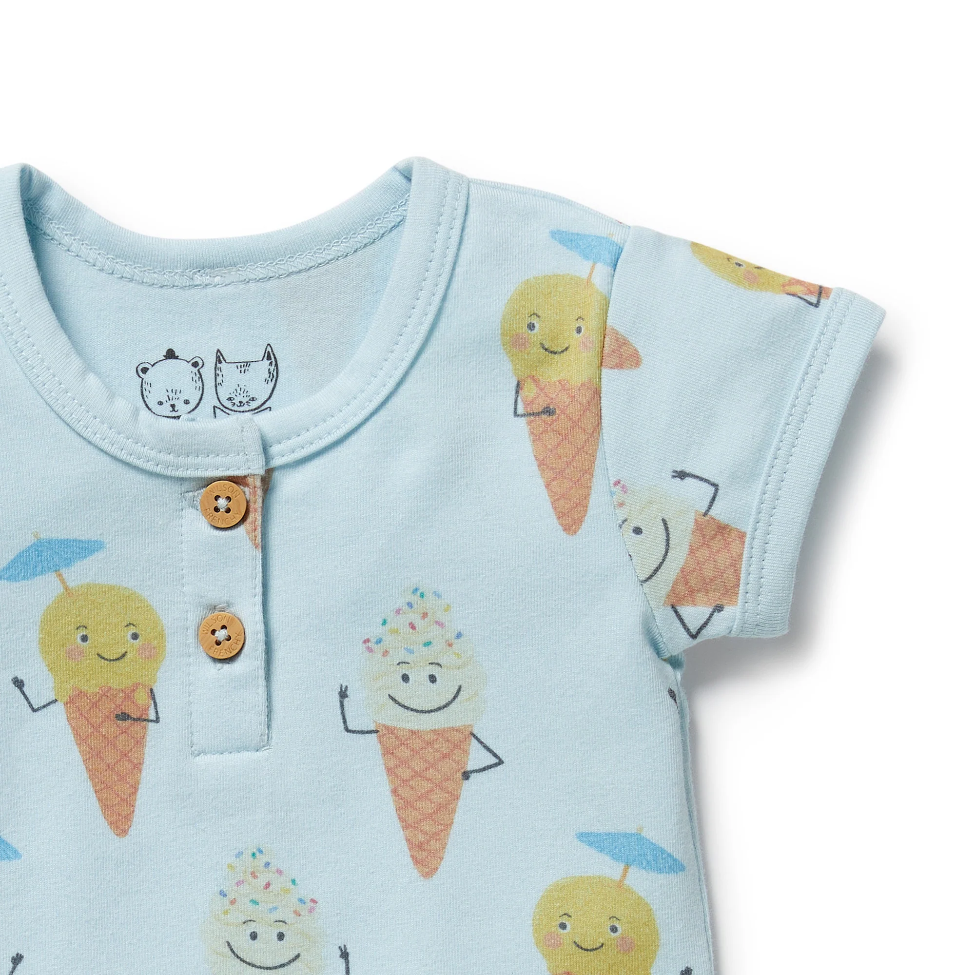 Organic Henley Bodysuit - Frosty Friends - Image 2