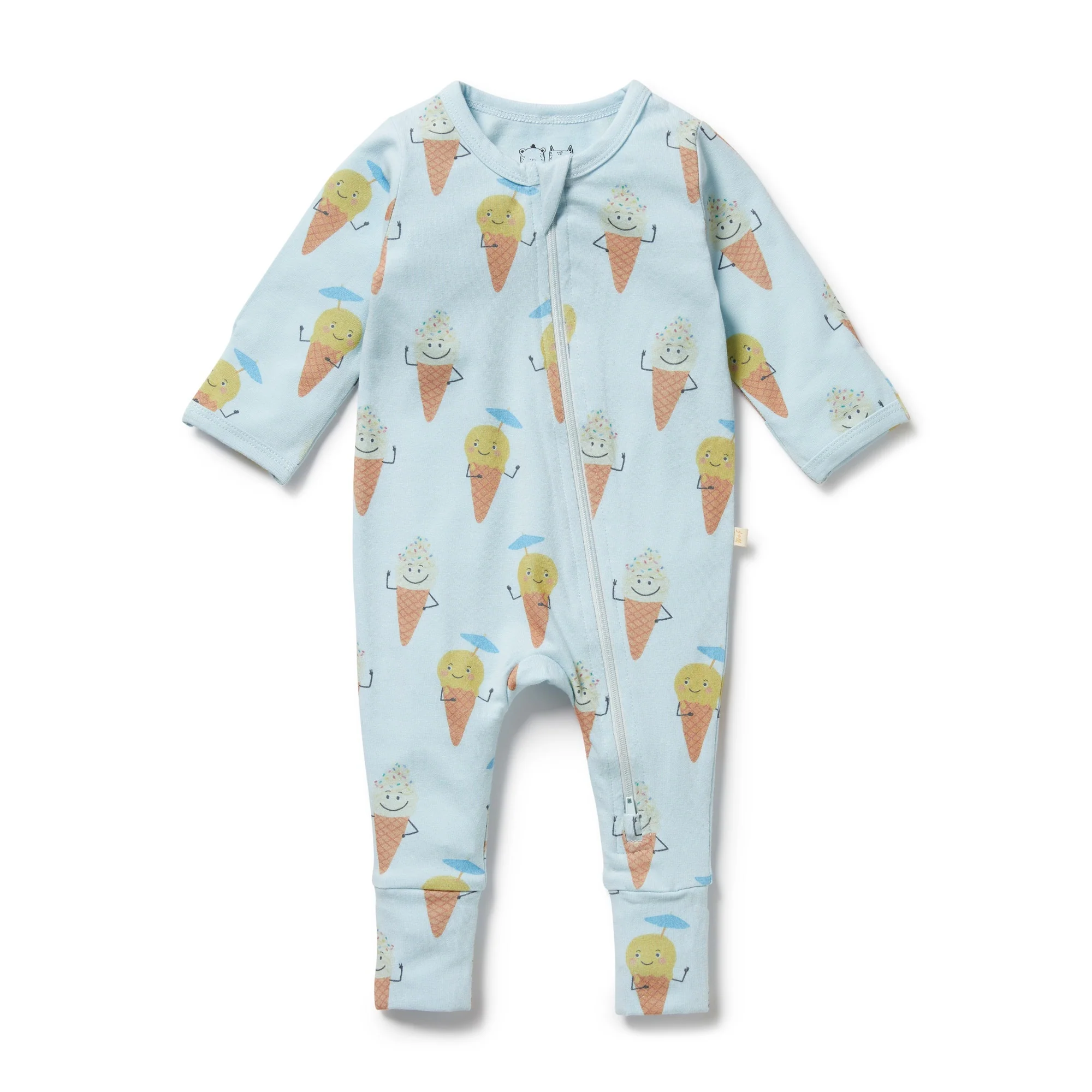 Organic Zipsuit with Feet - Frosty Friends