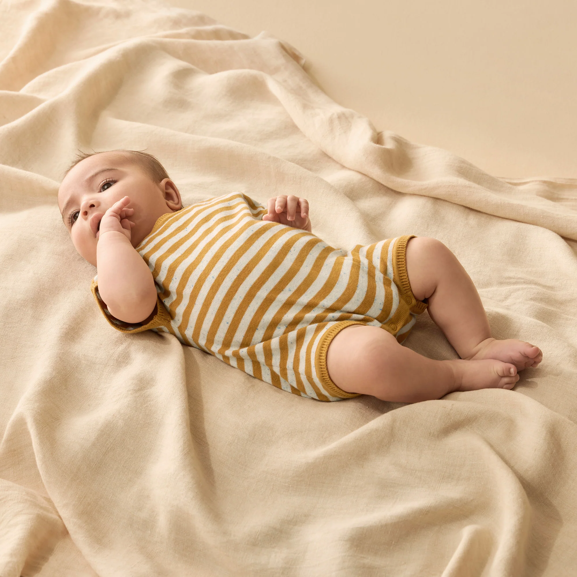 Organic Knitted Growsuit - Golden Wave Stripe - Image 2