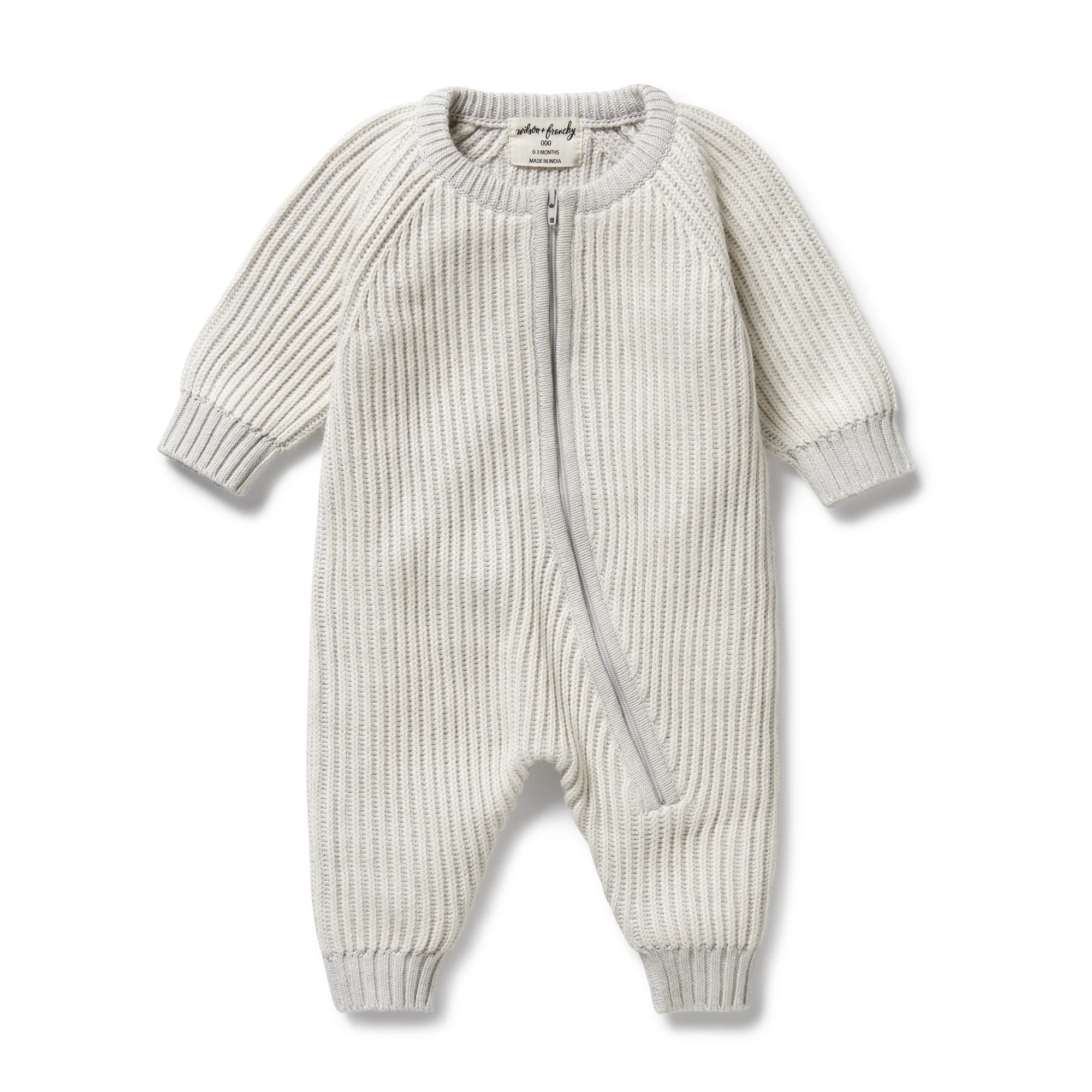 Wilson & Frenchy - Grey Melange and Oatmeal Organic Knitted Growsuit