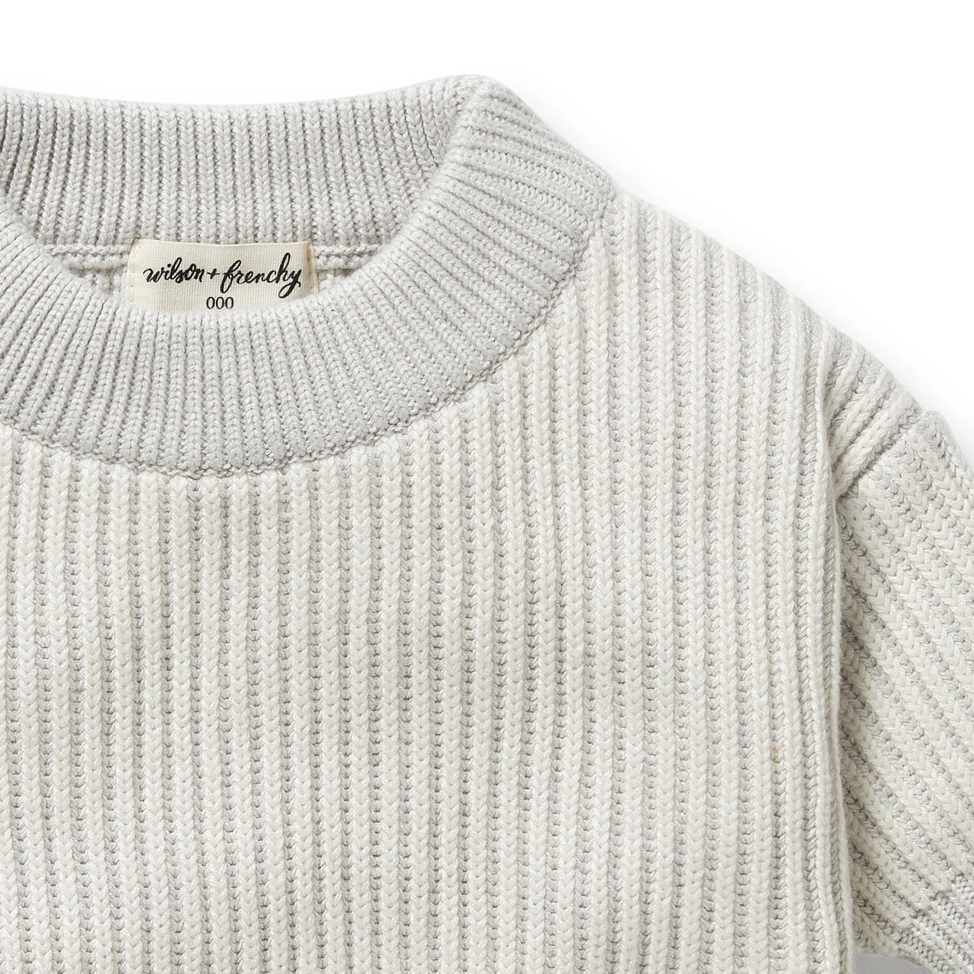 Wilson & Frenchy - Grey Melange and Oatmeal Organic Knitted Ribbed Jumper - Image 2