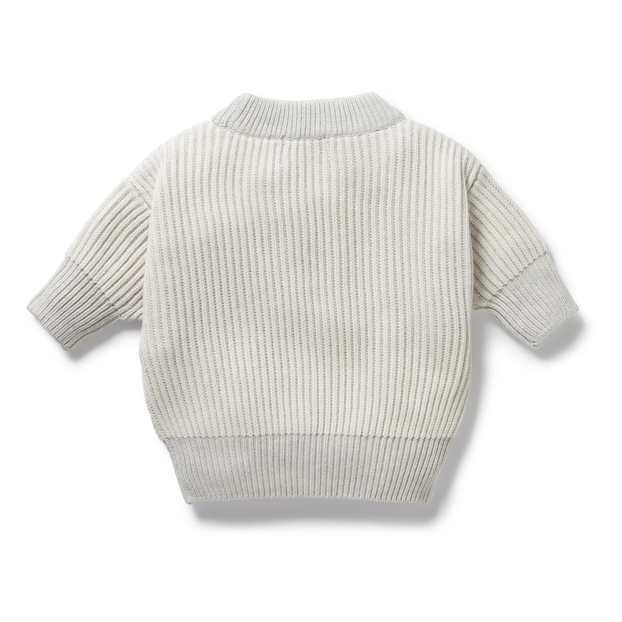 Wilson & Frenchy - Grey Melange and Oatmeal Organic Knitted Ribbed Jumper - Image 3