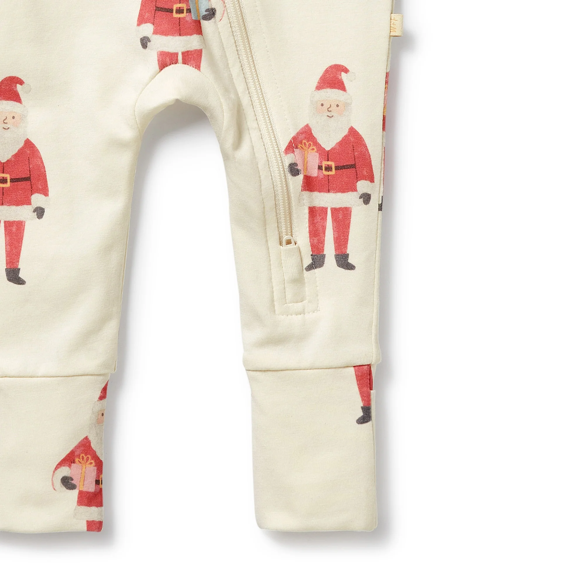 Organic Zipsuit with Feet - Ho Ho Ho - Image 5