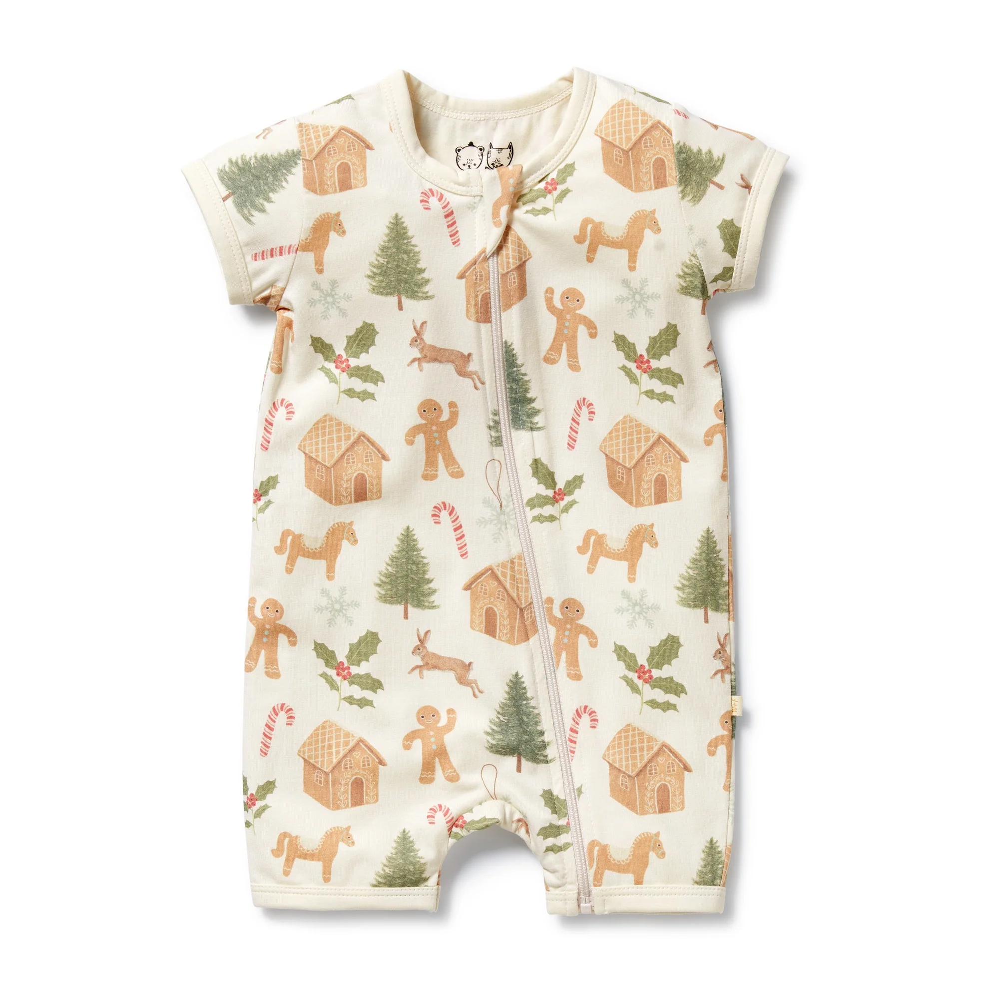 Organic Boyleg Zipsuit - Holly Jolly Magic