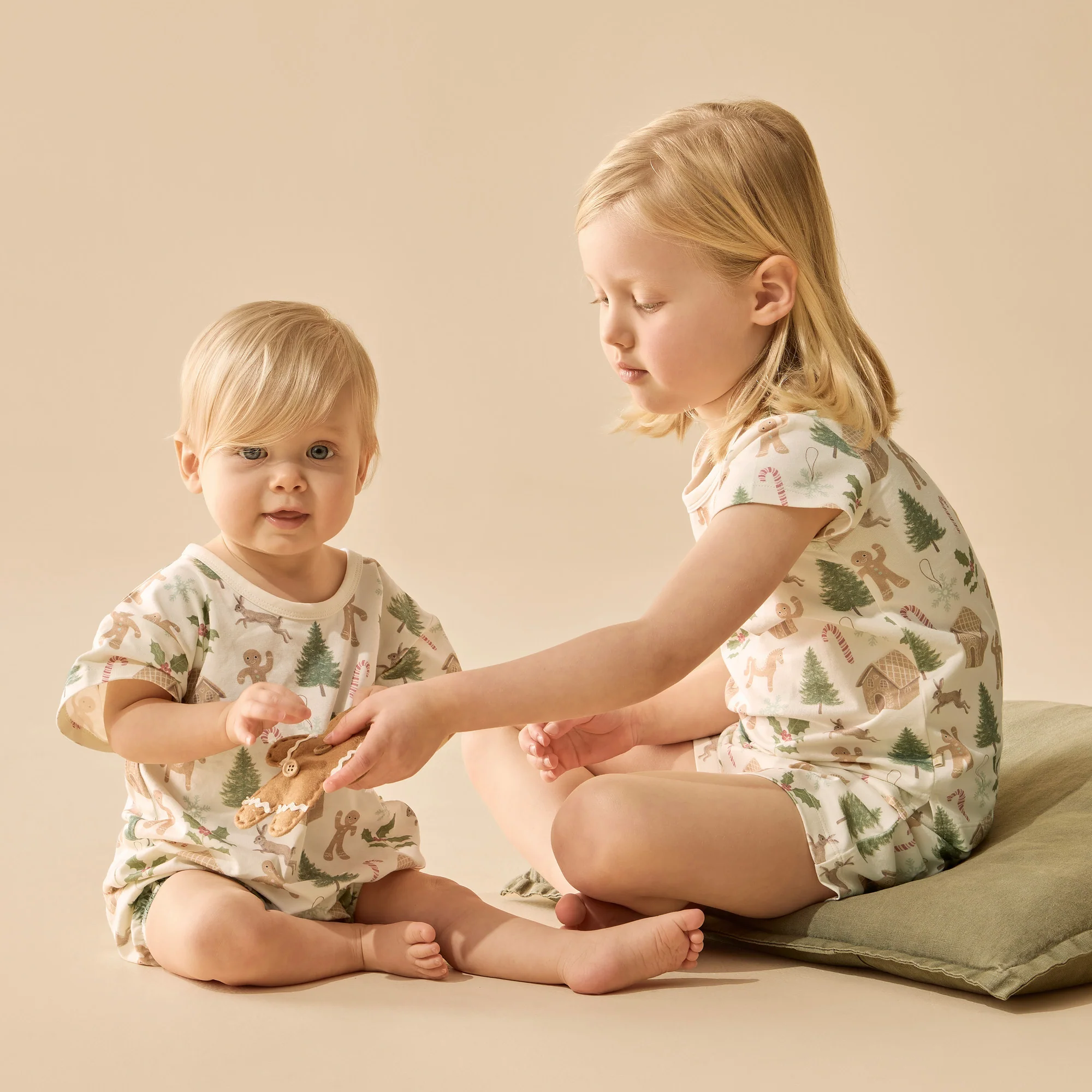 Organic Short Sleeved Pyjamas - Holly Jolly Magic - Image 2