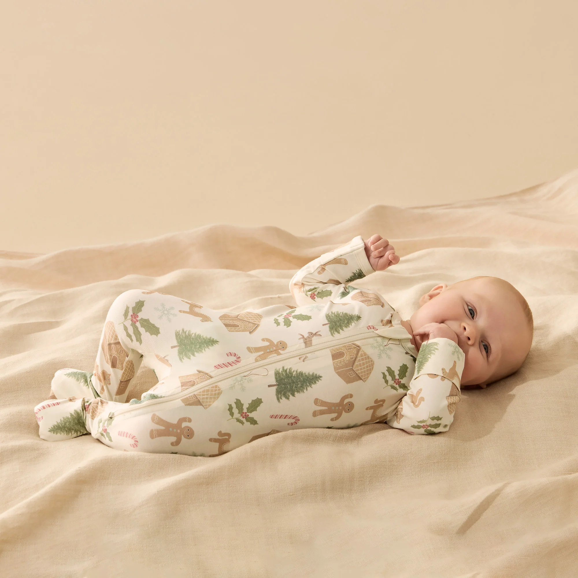 Organic Zipsuit with Feet - Holly Jolly Magic - Image 2