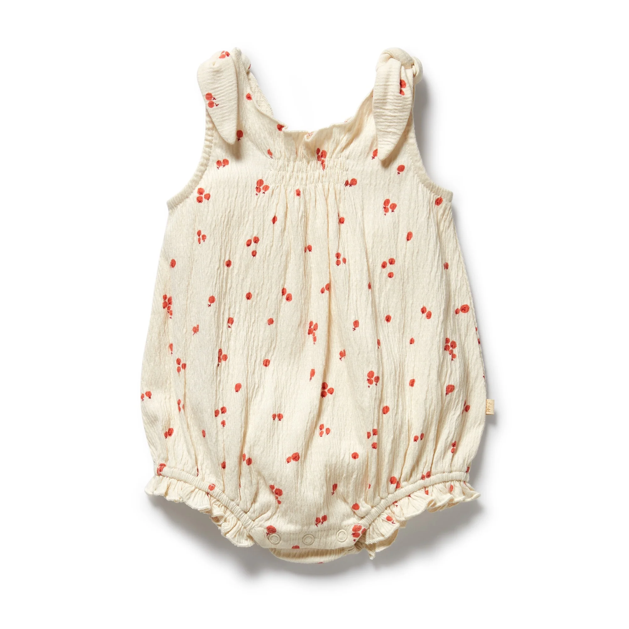 Organic Crinkle Tie Playsuit - Jolly Holly