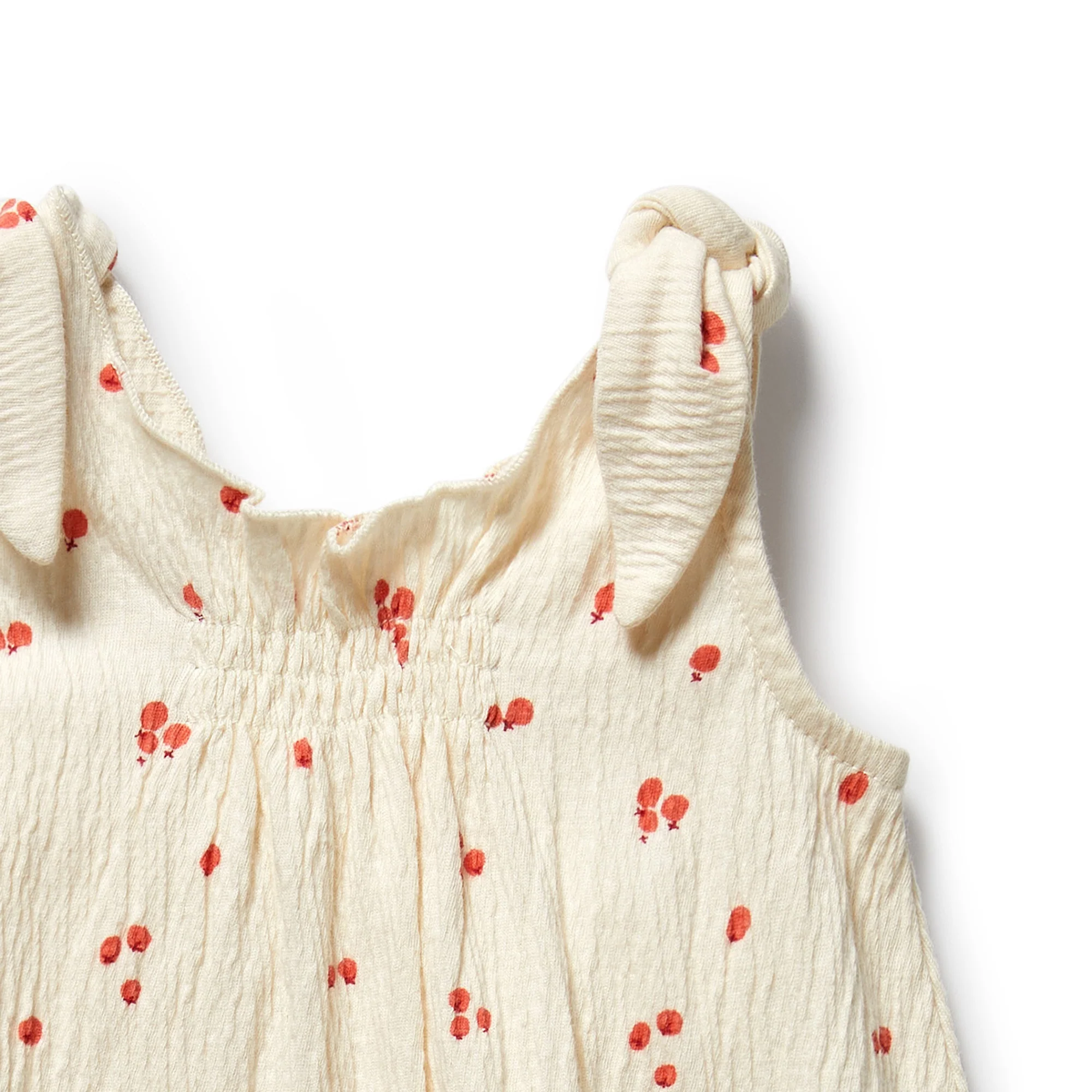 Organic Crinkle Tie Playsuit - Jolly Holly - Image 2