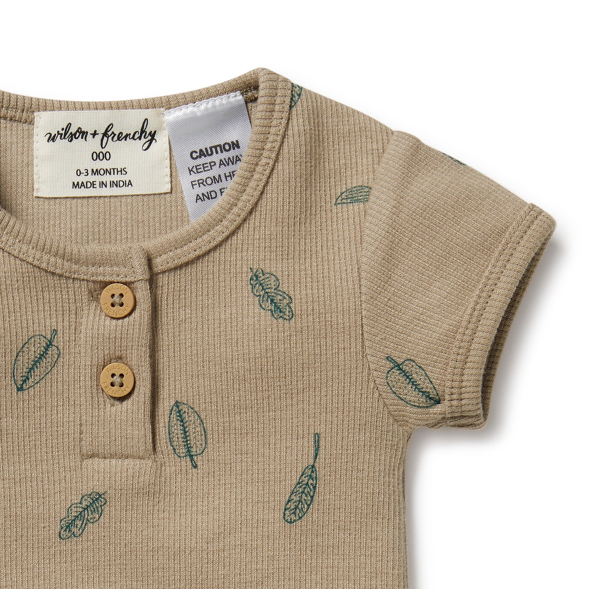 Wilson and Frenchy Jungle Leaf Organic Henley Bodysuit - Image 4