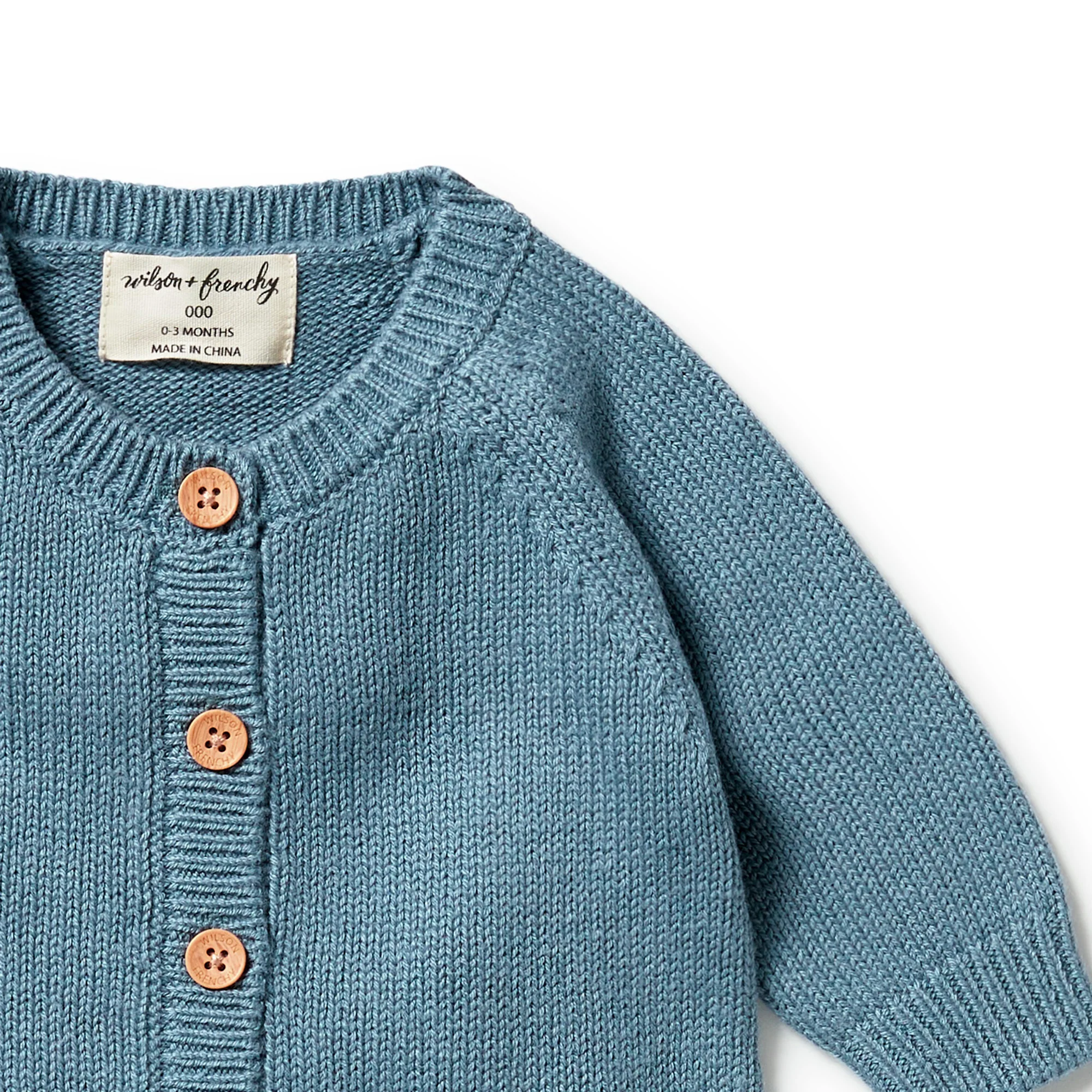 Knitted Button Growsuit - Bluestone - Image 3