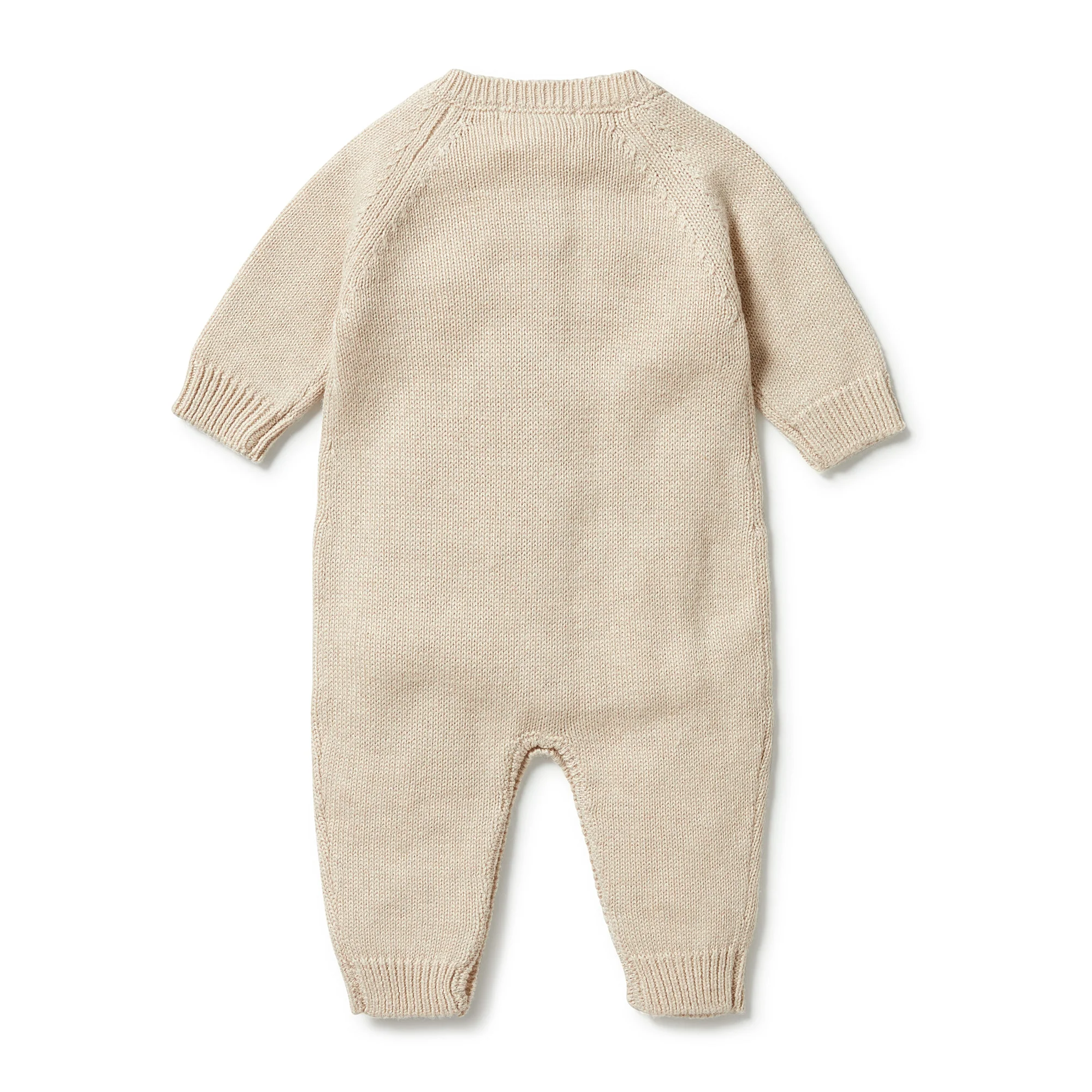 Knitted Button Growsuit - Oatmeal Melange - Image 2