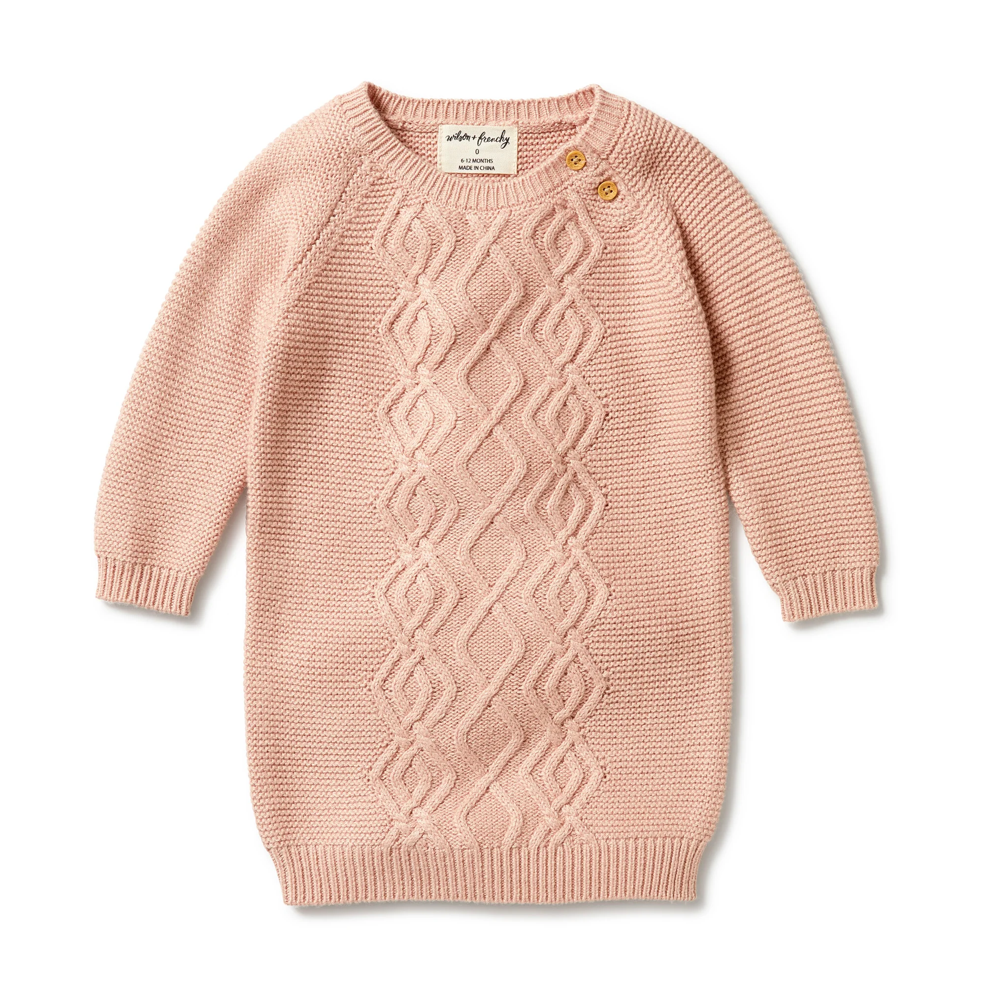 Knitted Cable Dress - Rose