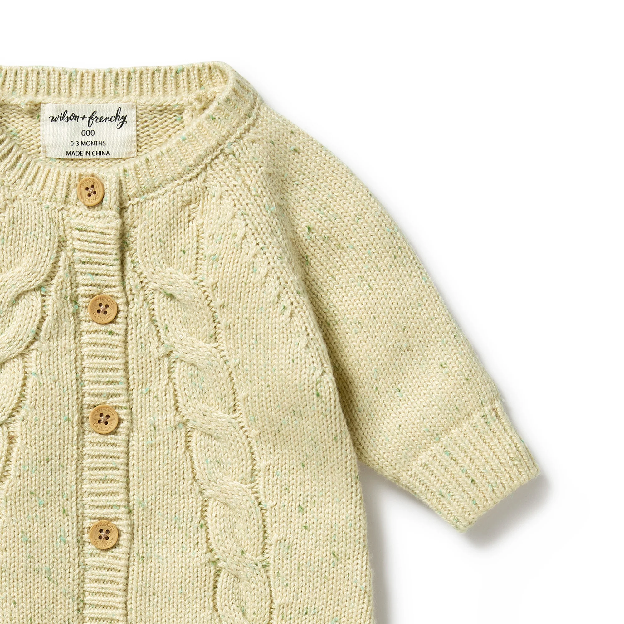 Wilson and Frenchy Knitted Cable Growsuit - Cactus Fleck - Image 3