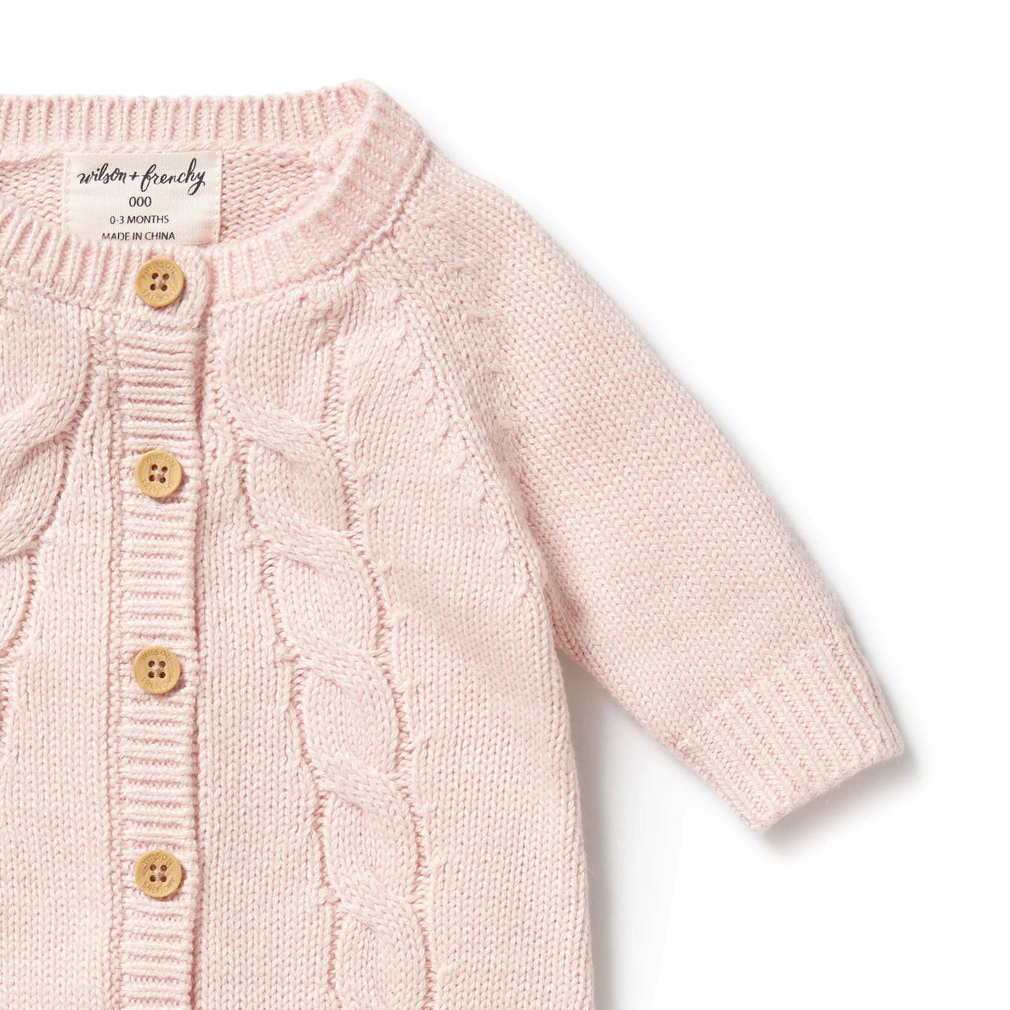 Knitted Cable Growsuit - Pink - Image 2