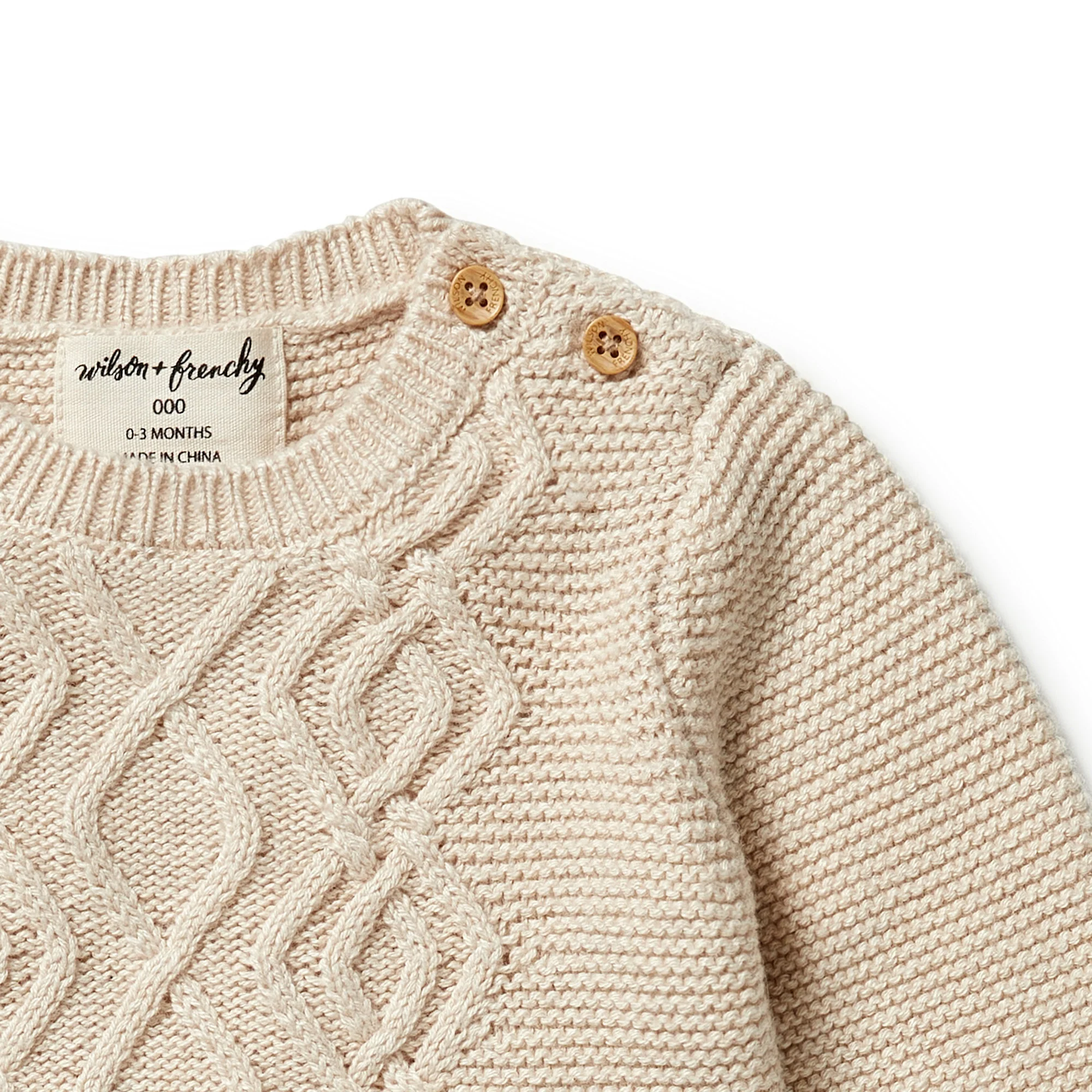 Knitted Cable Jumper - Oatmeal Melange - Image 3