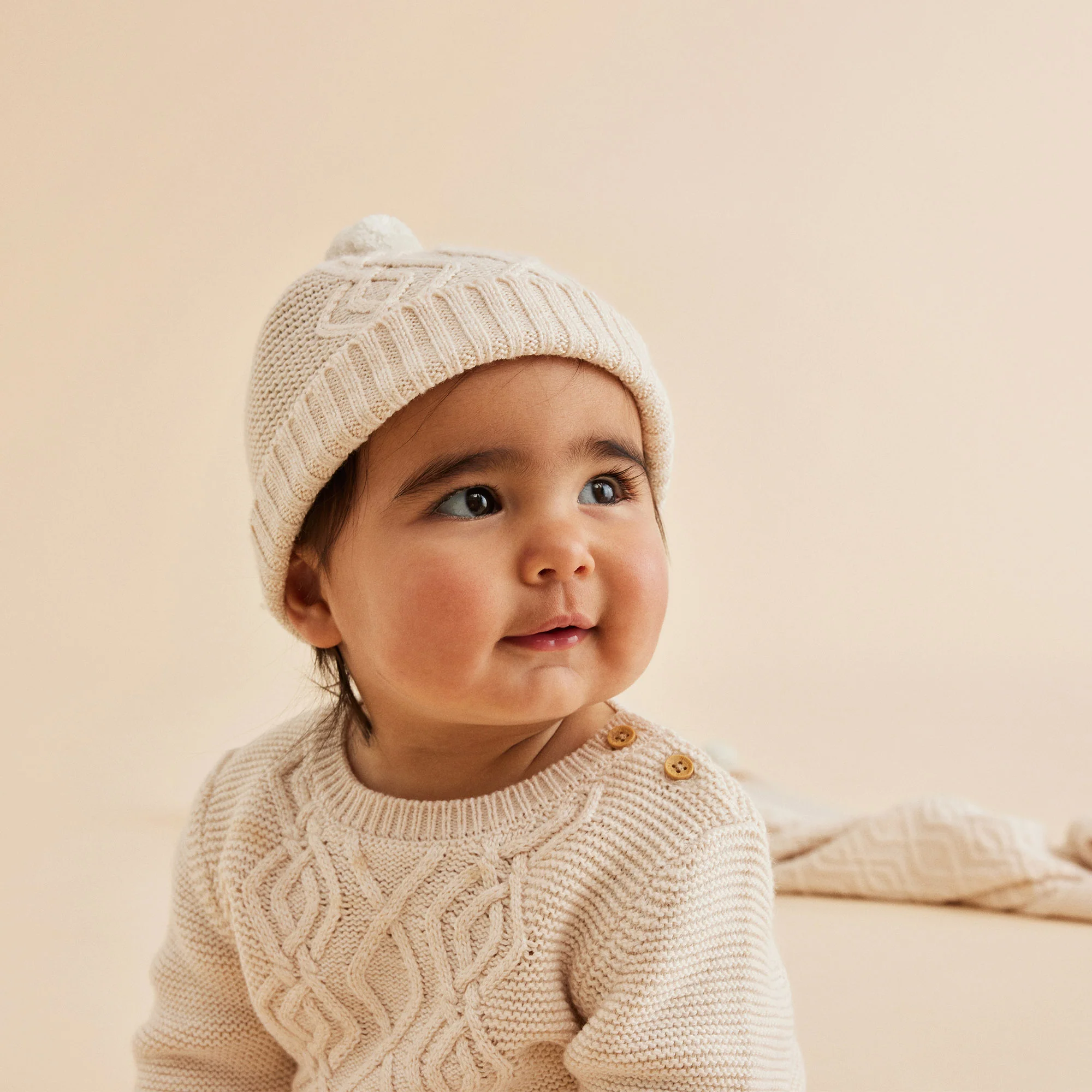 Knitted Cable Jumper - Sand Melange - Image 2
