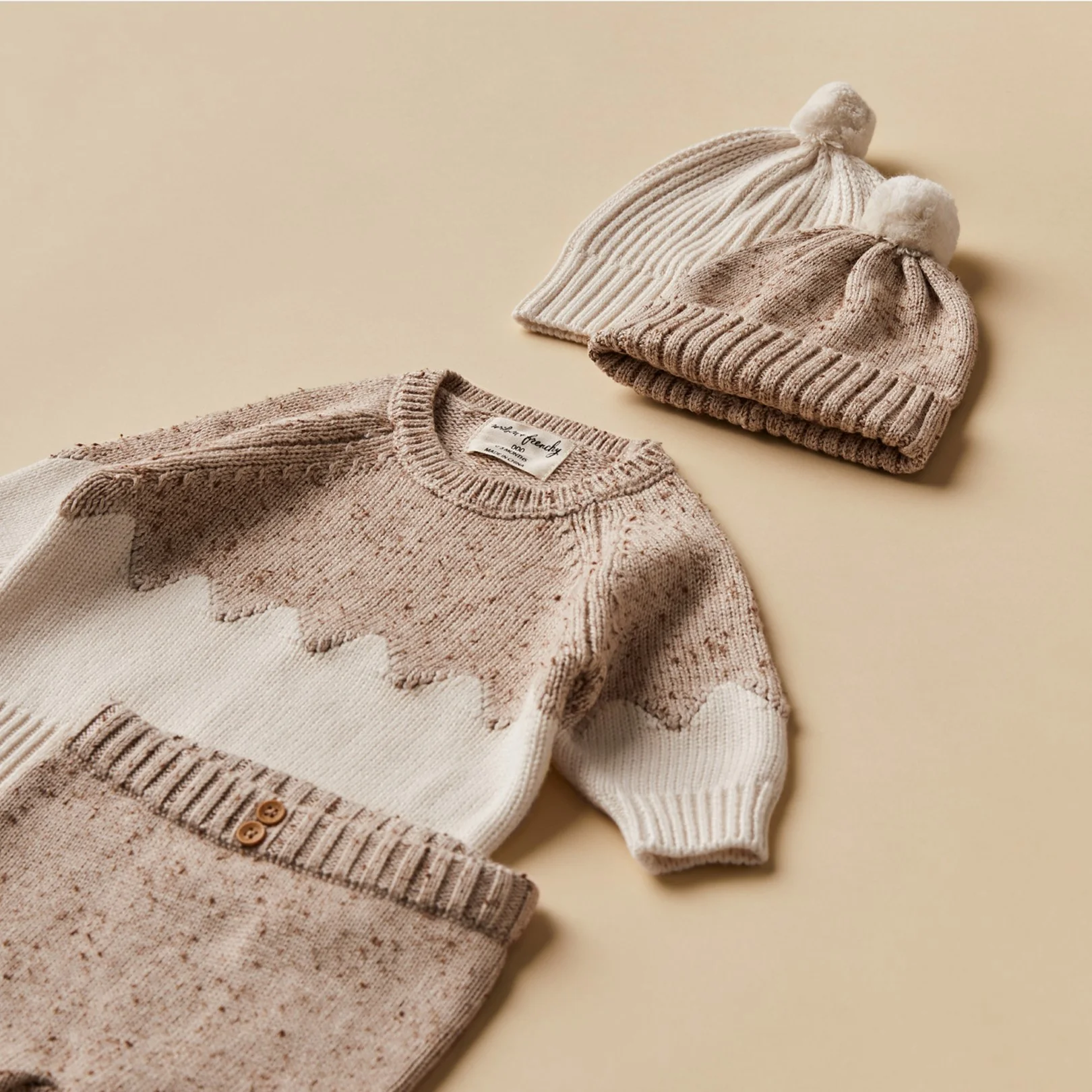 Knitted Jacquard Jumper - Almond Fleck - Image 4