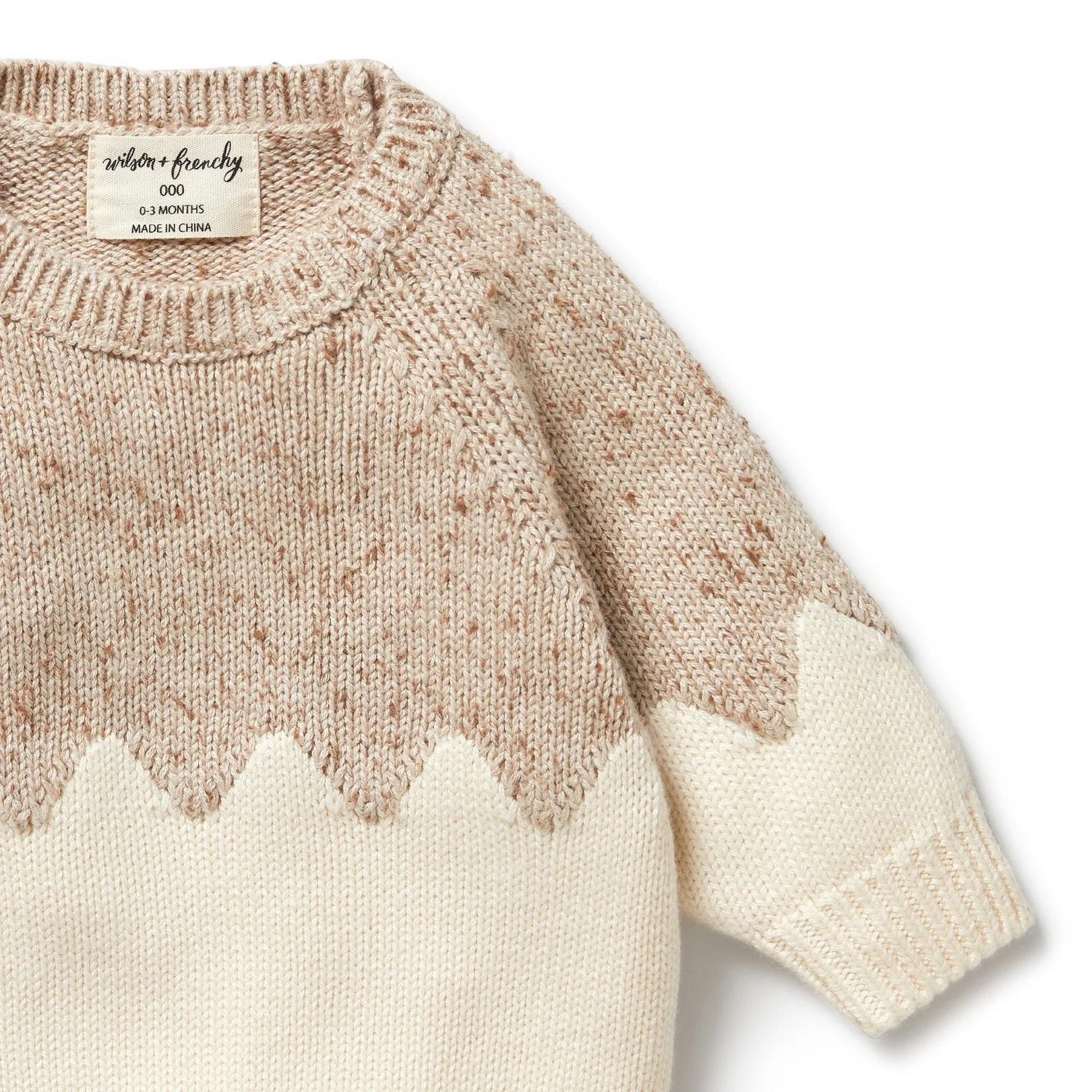 Knitted Jacquard Jumper - Almond Fleck - Image 5