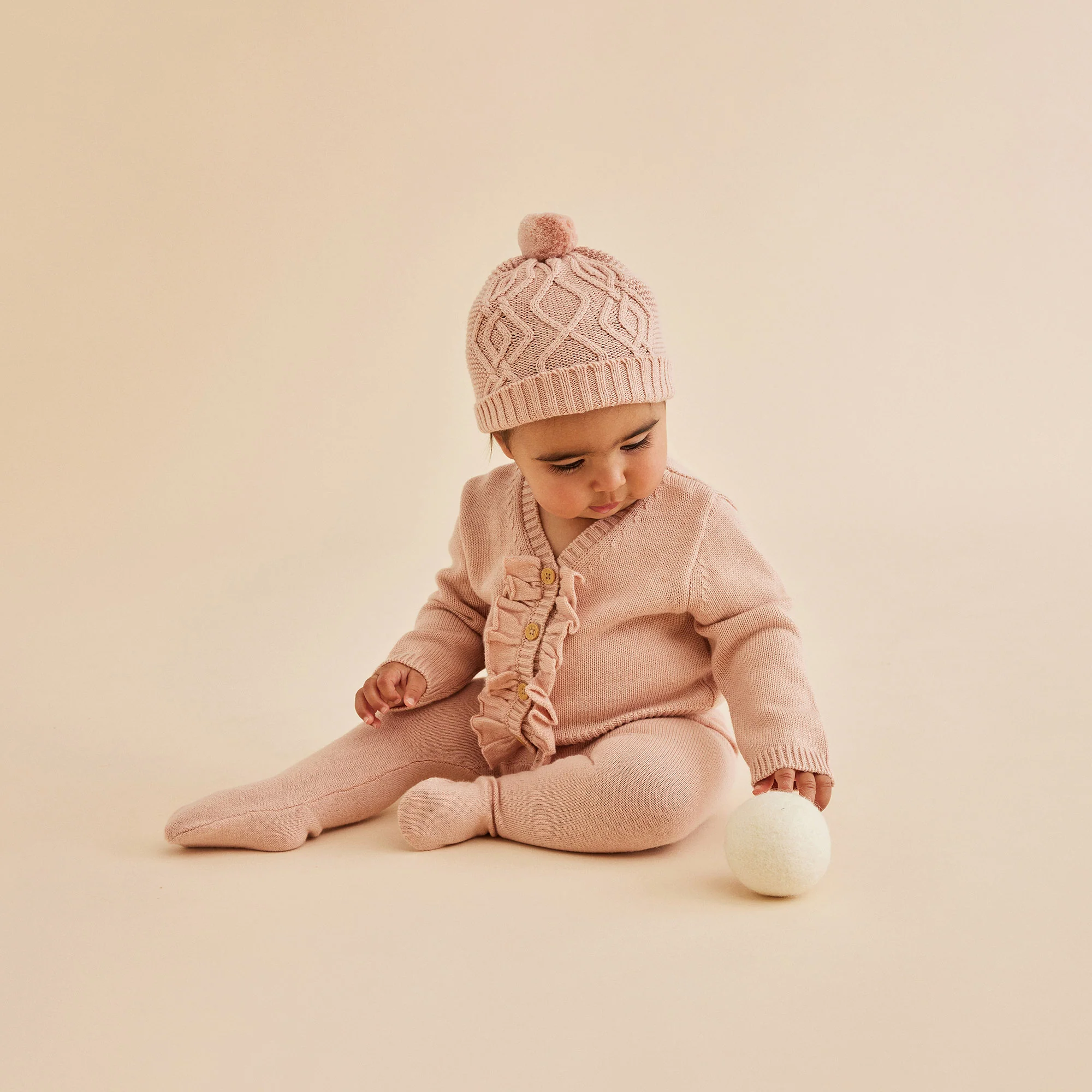 Knitted Legging with Feet - Rose - Image 2