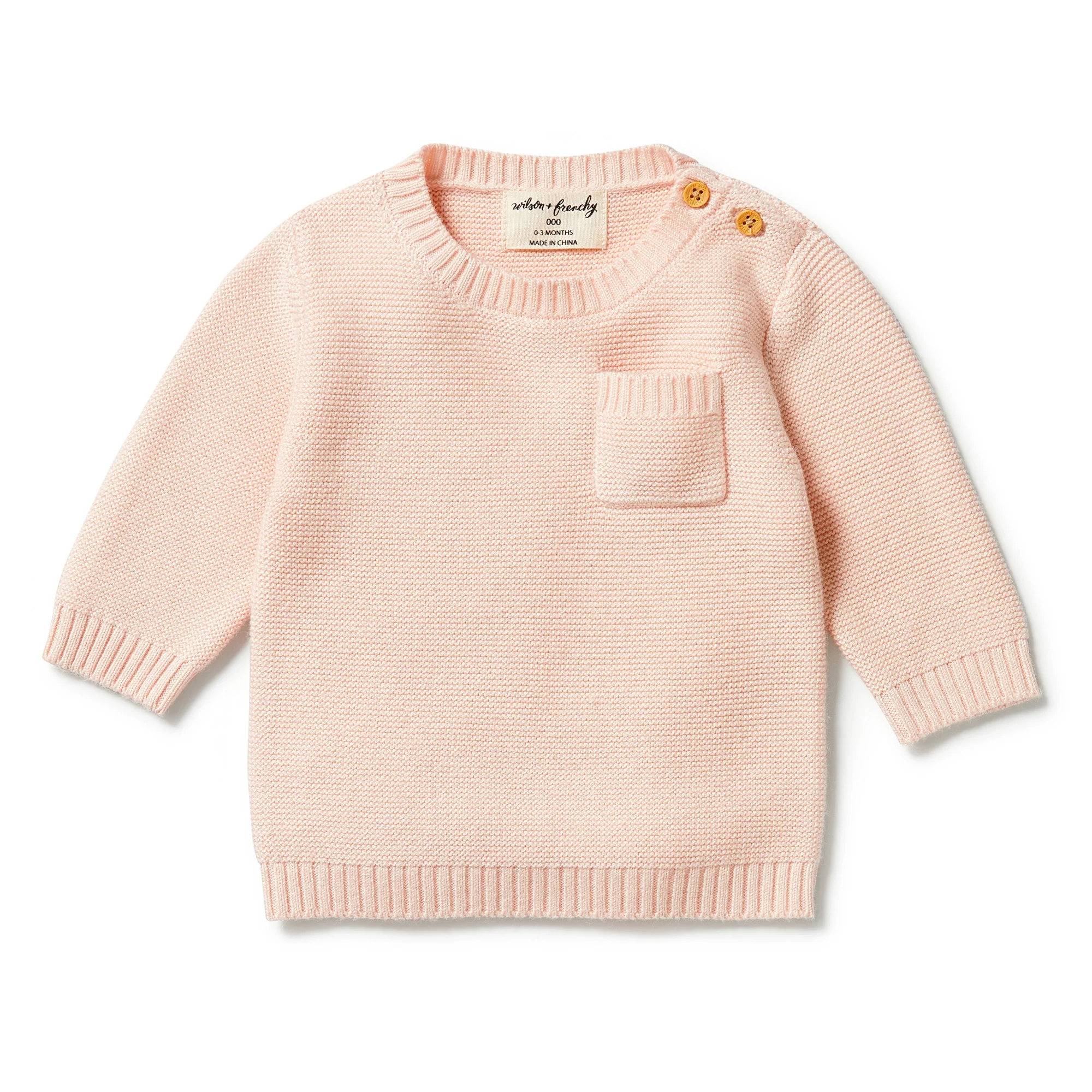 Knitted Pocket Jumper - Blush