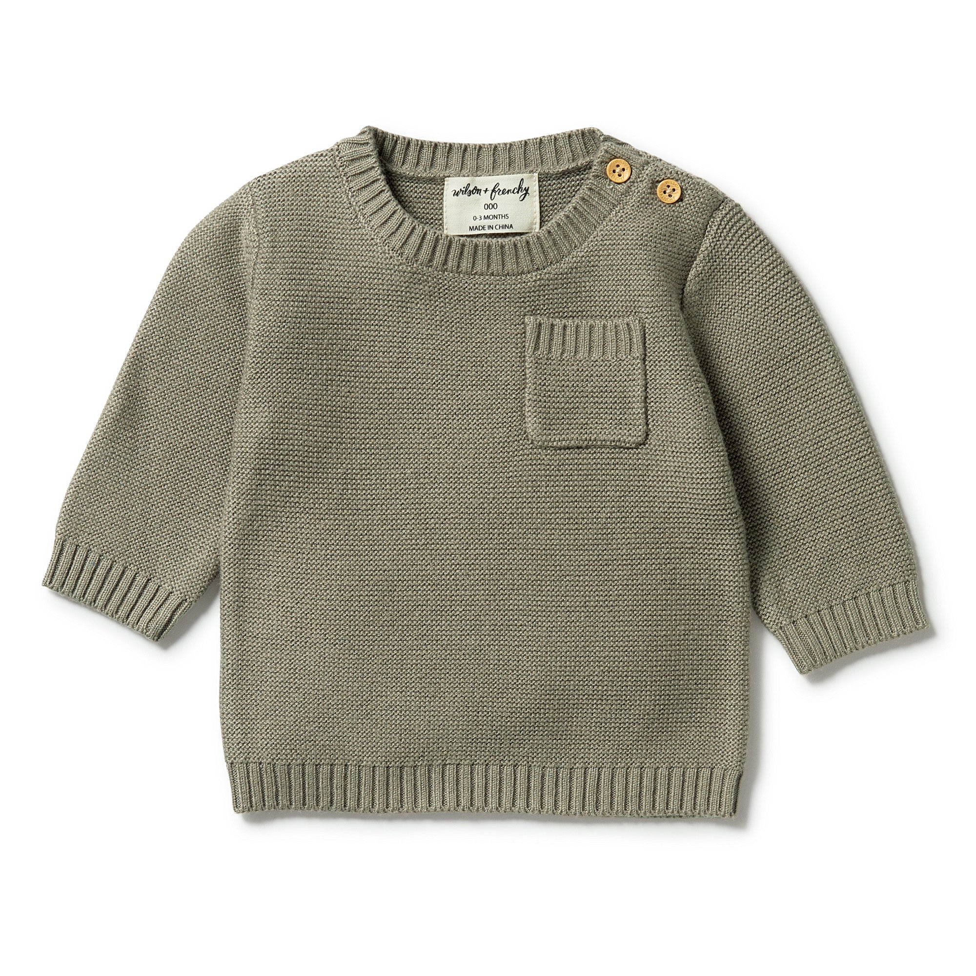 Knitted Pocket Jumper - Dark Ivy