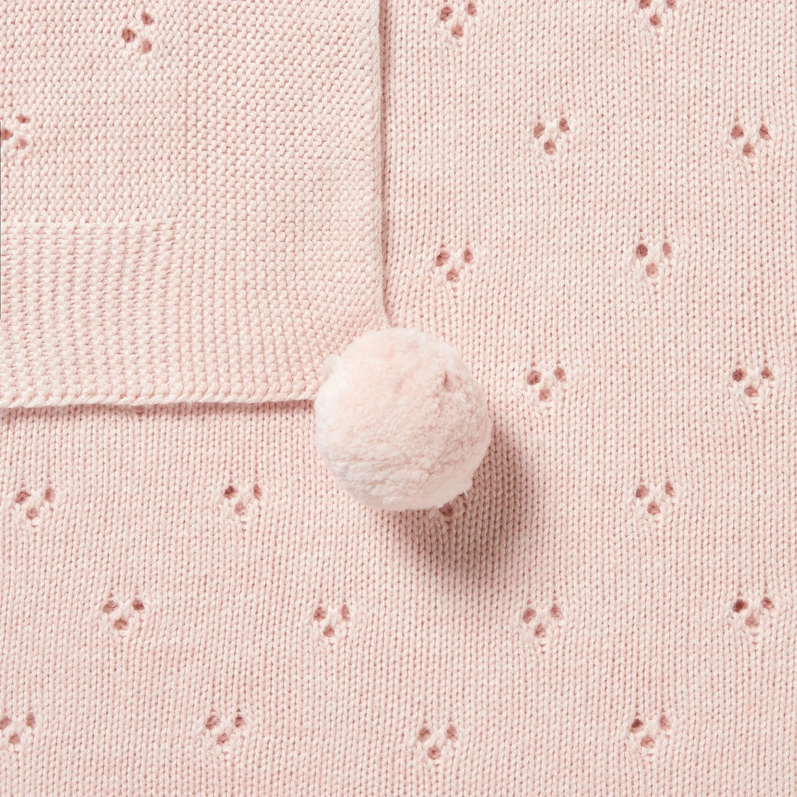Knitted Pointelle Blanket - Pink - Image 2