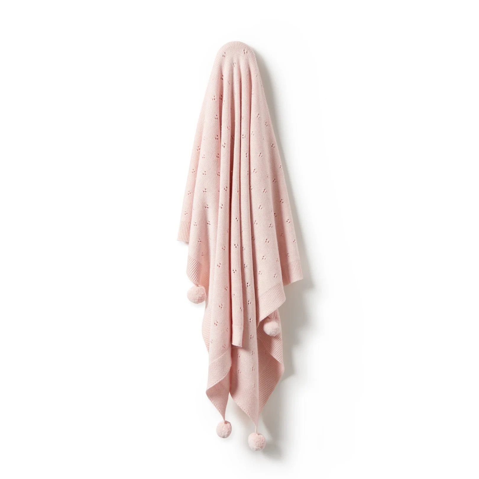 Knitted Pointelle Blanket - Pink - Image 3