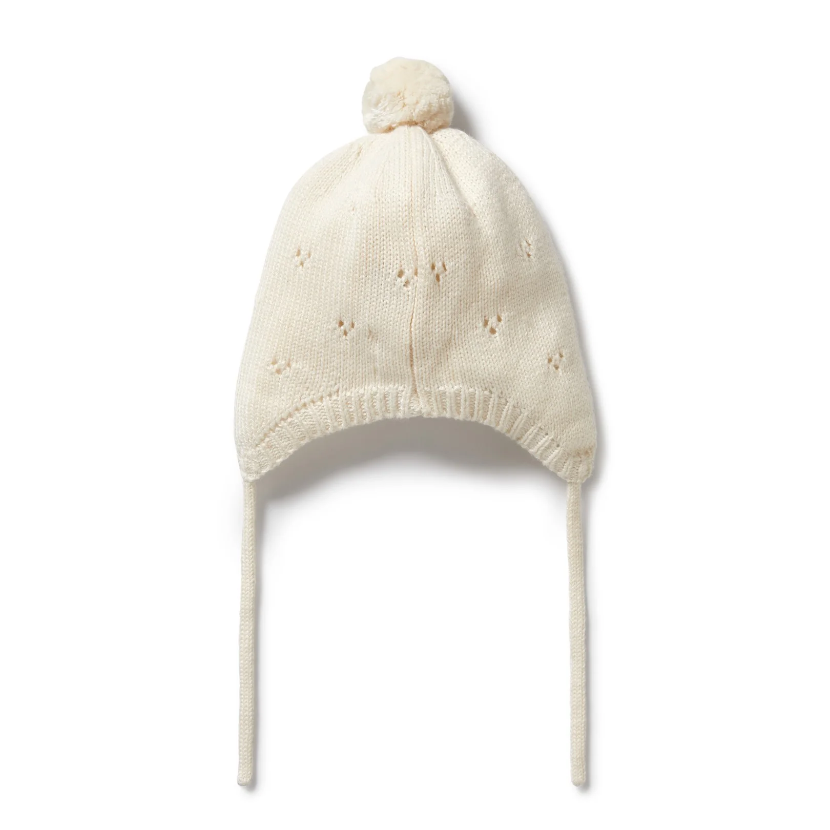 Knitted Pointelle Bonnet - Ecru - Image 2