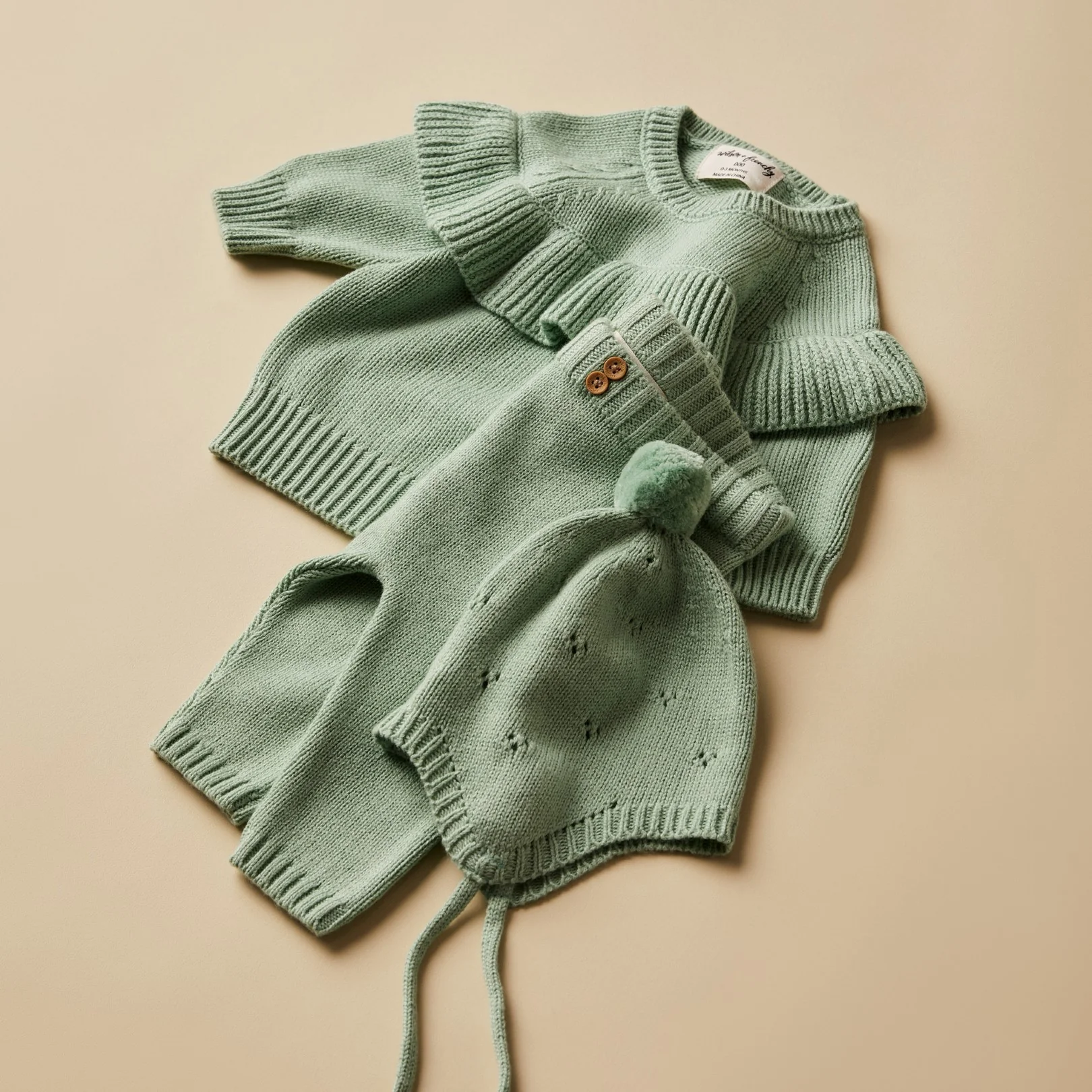 Wilson and Frenchy Knitted Pointelle Bonnet - Mint Green - Image 2