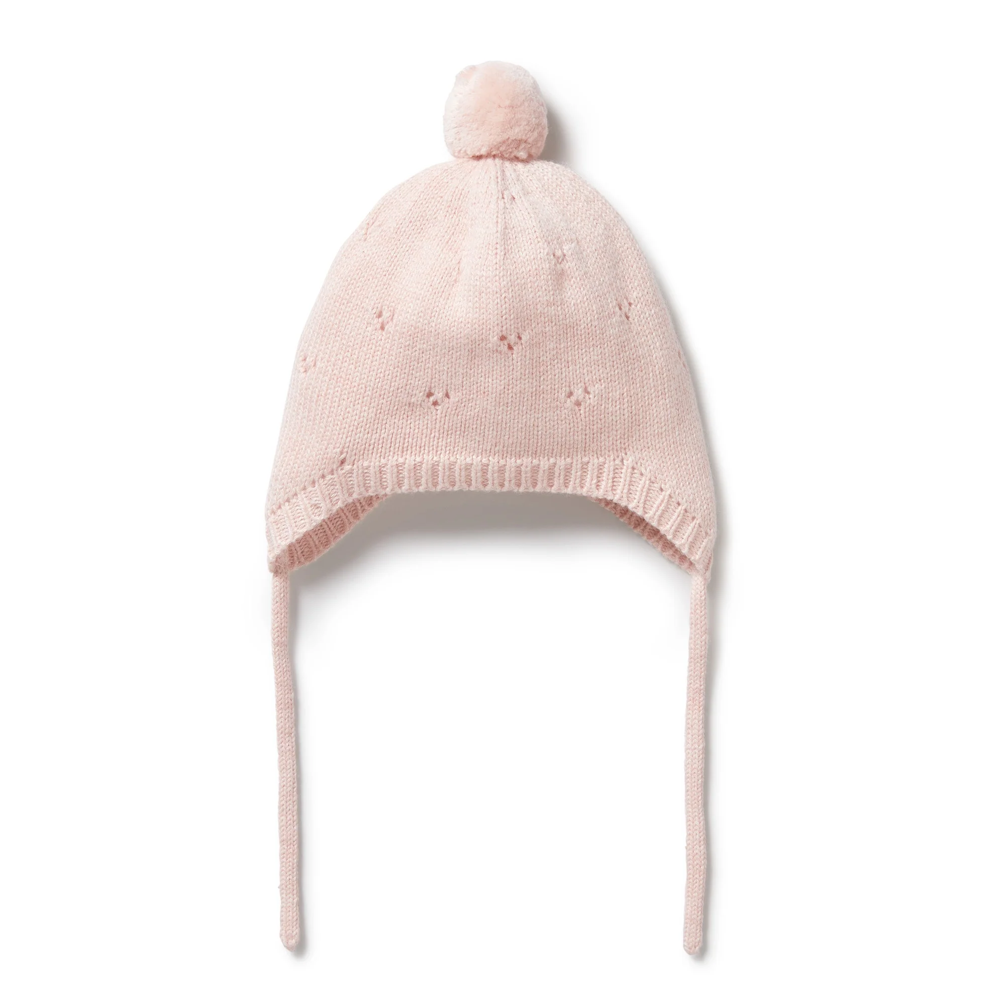 Knitted Pointelle Bonnet - Pink