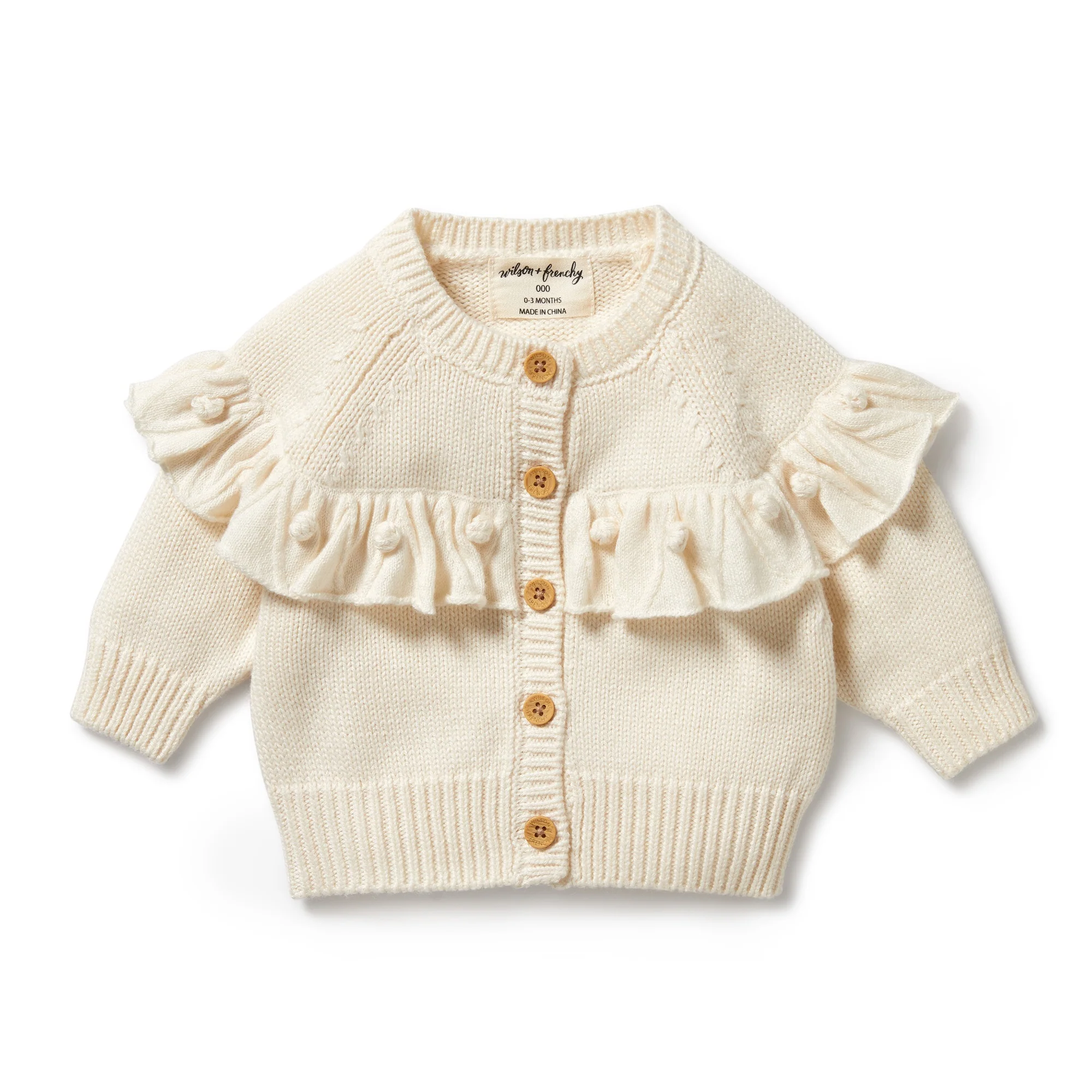 Knitted Ruffle Cardigan - Ecru