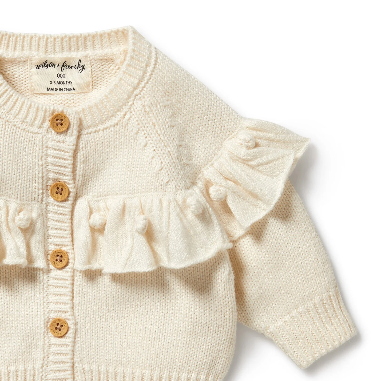 Knitted Ruffle Cardigan - Ecru - Image 2