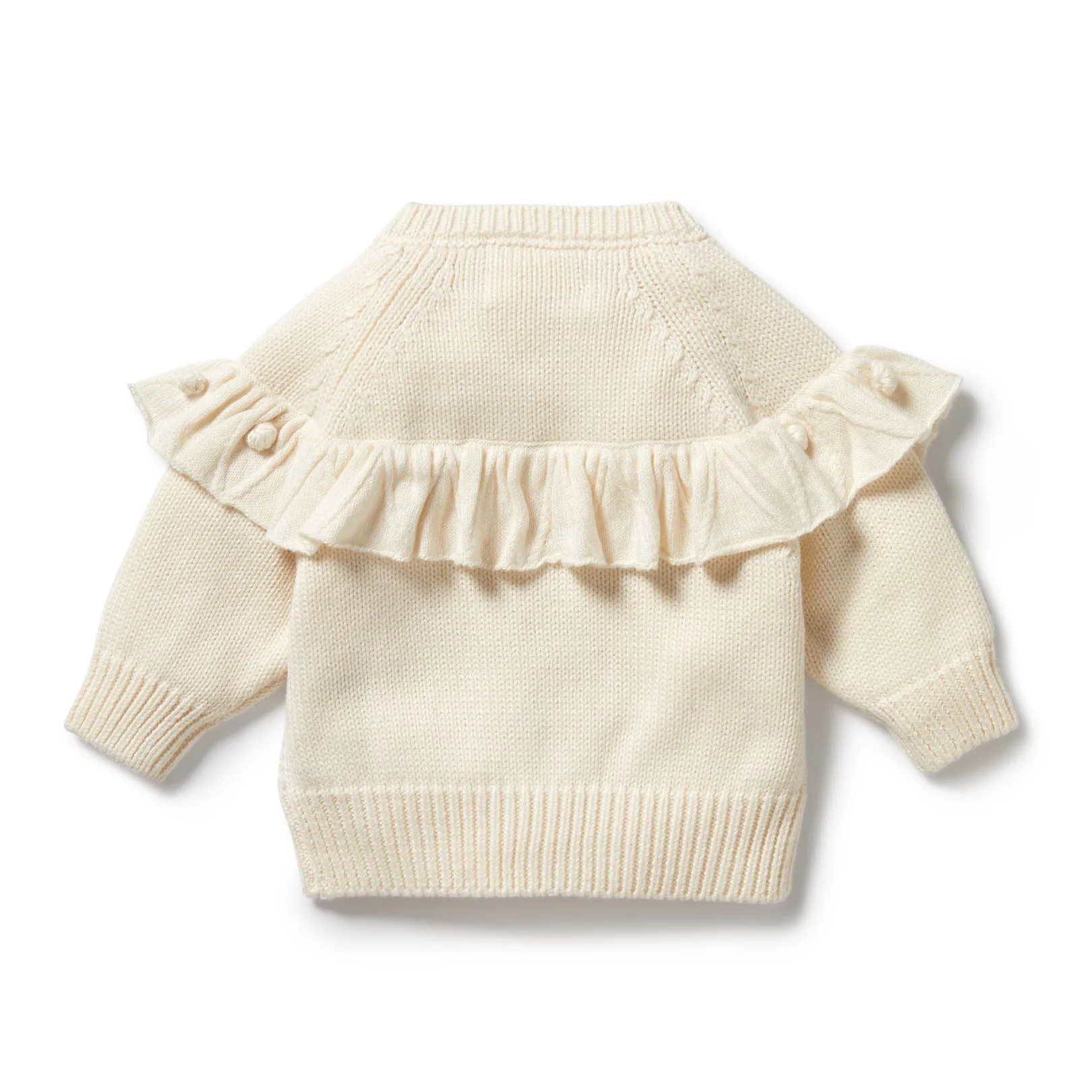 Knitted Ruffle Cardigan - Ecru - Image 4