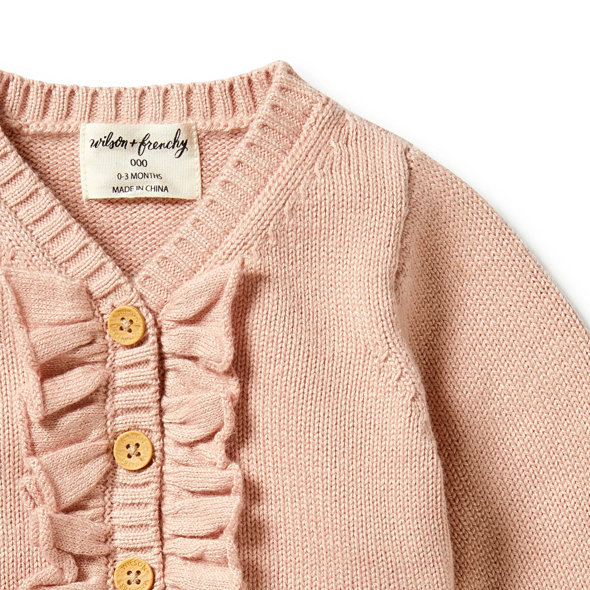 Knitted Ruffle Cardigan - Rose - Image 4