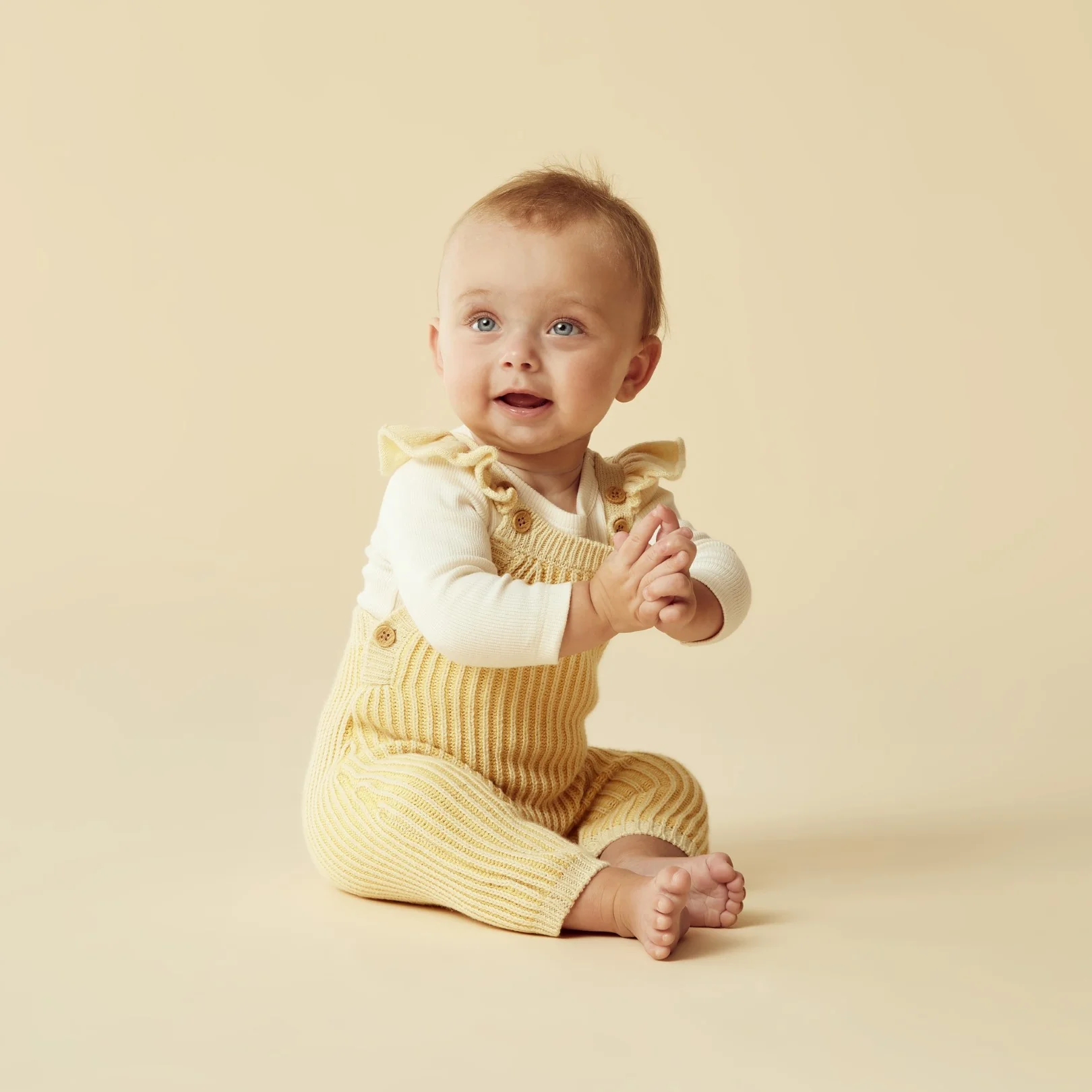 Knitted Ruffle Overall - Dijon - Image 2
