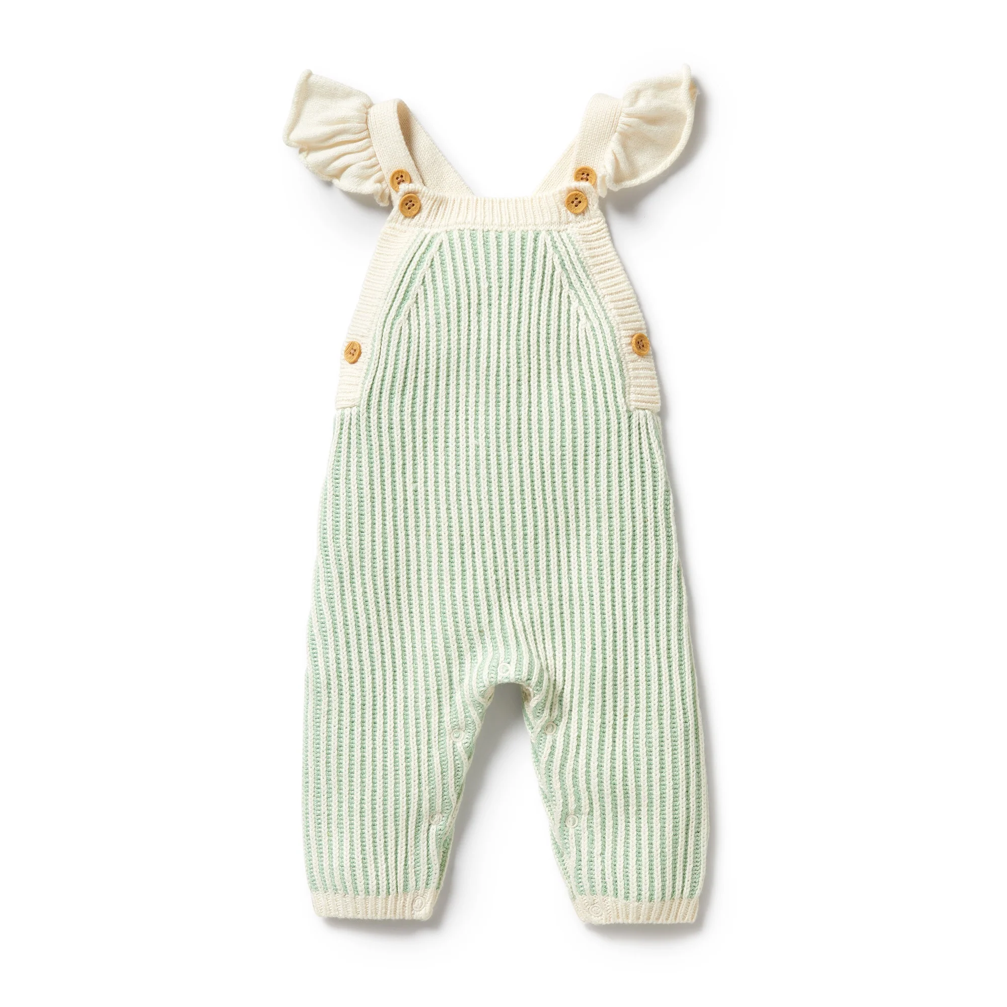 Knitted Ruffle Overall - Mint Green