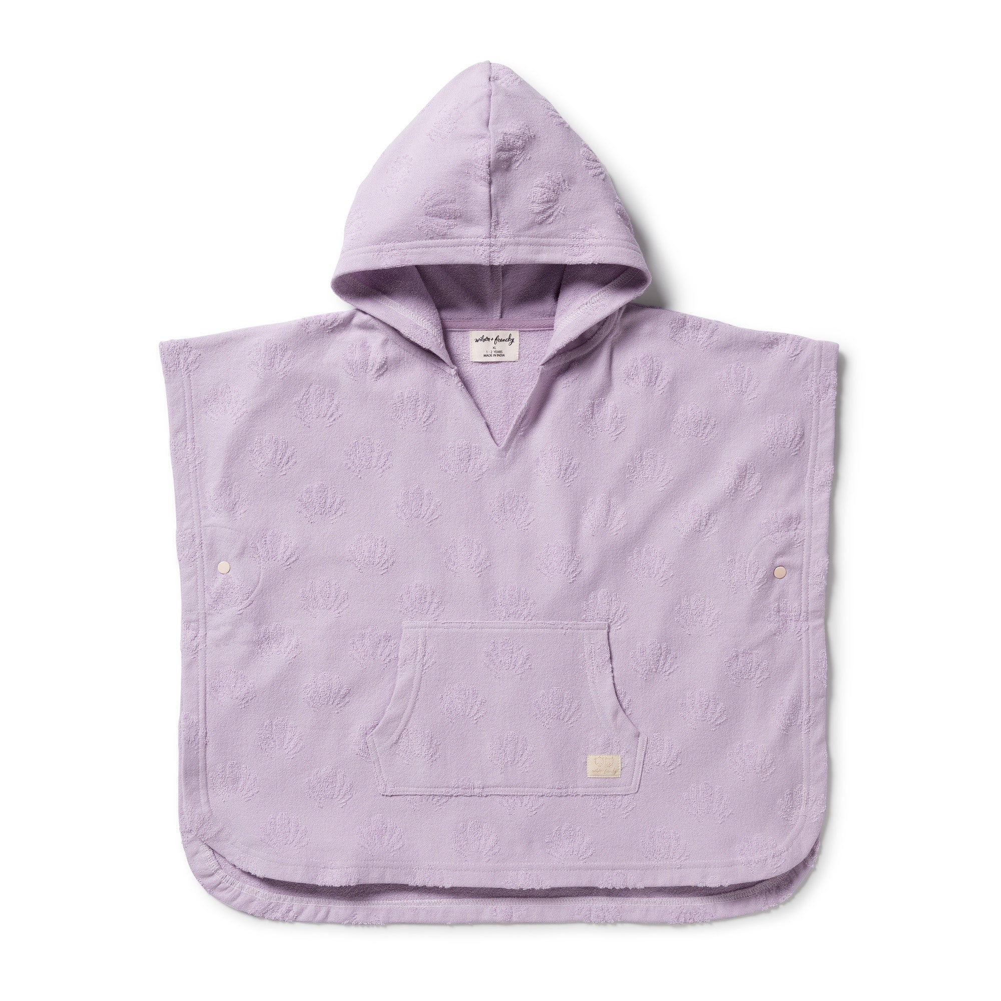 Organic Terry Hooded Poncho - Lavender Shells