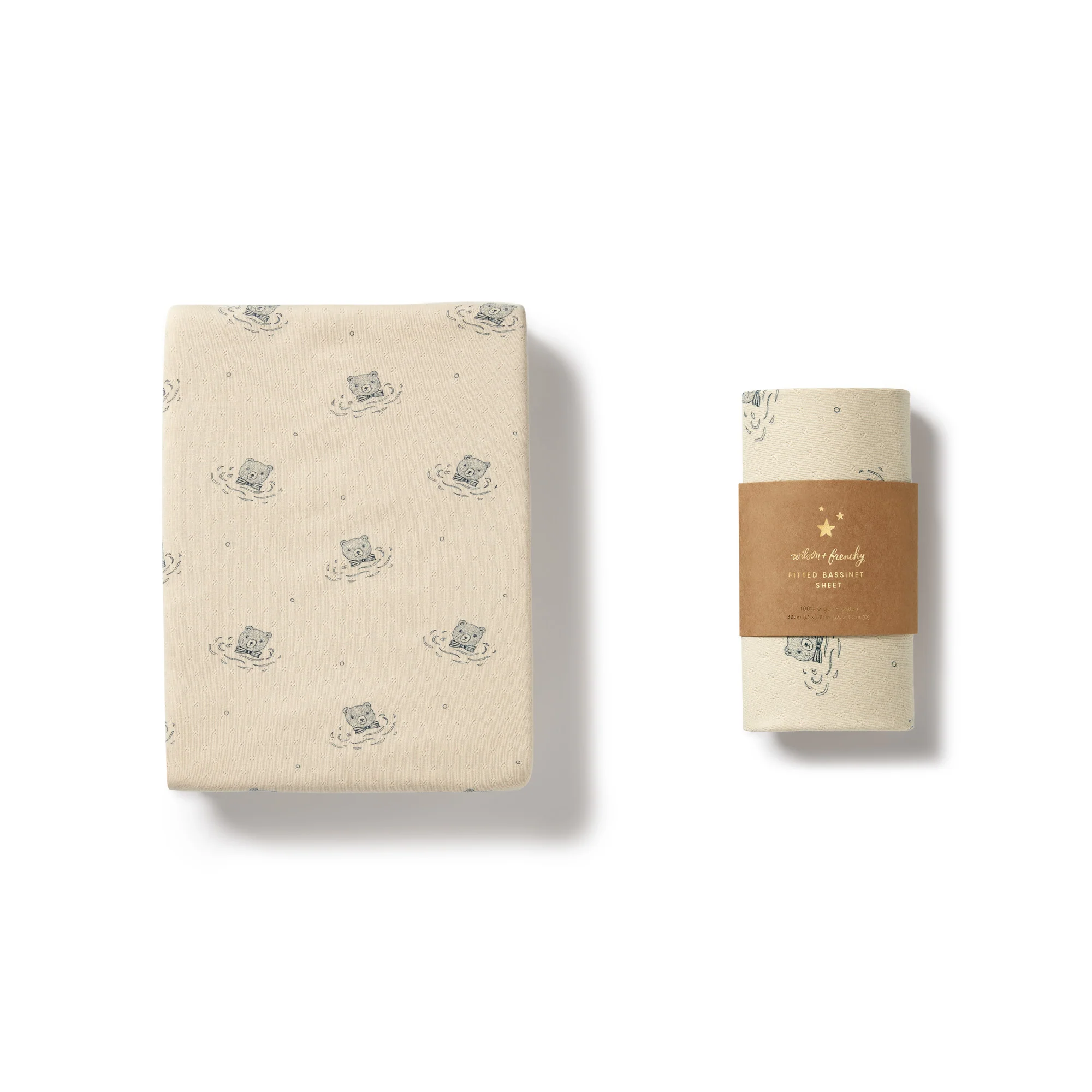 Wilson and Frenchy Little Bear Organic Pointelle Bassinet Sheet - Image 3