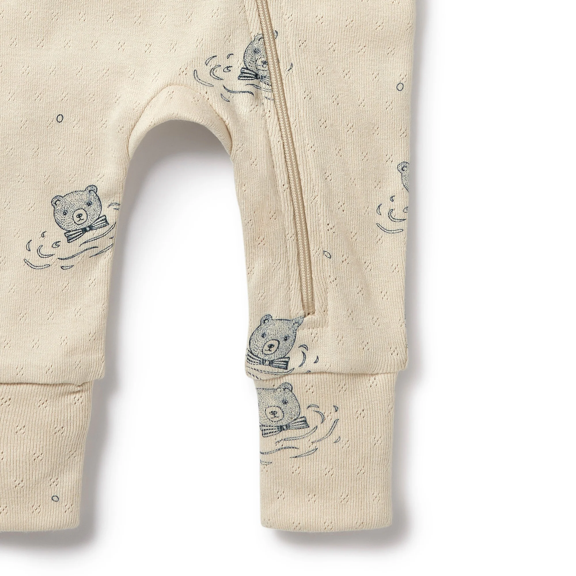 Little Bear Organic Pointelle Zipsuit with Feet - Image 4
