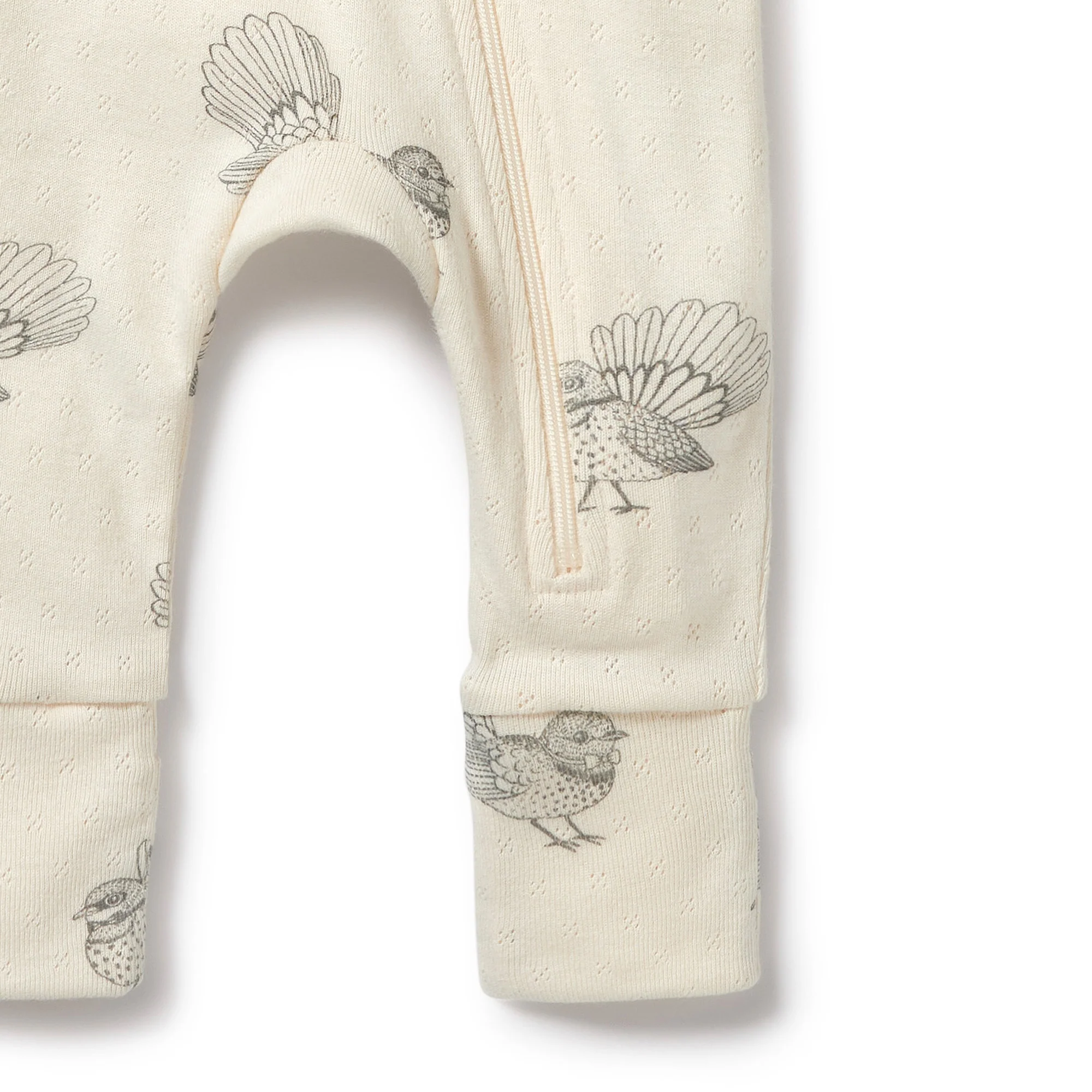 Little Fantail Organic Pointelle Zipsuit with Feet - Image 4