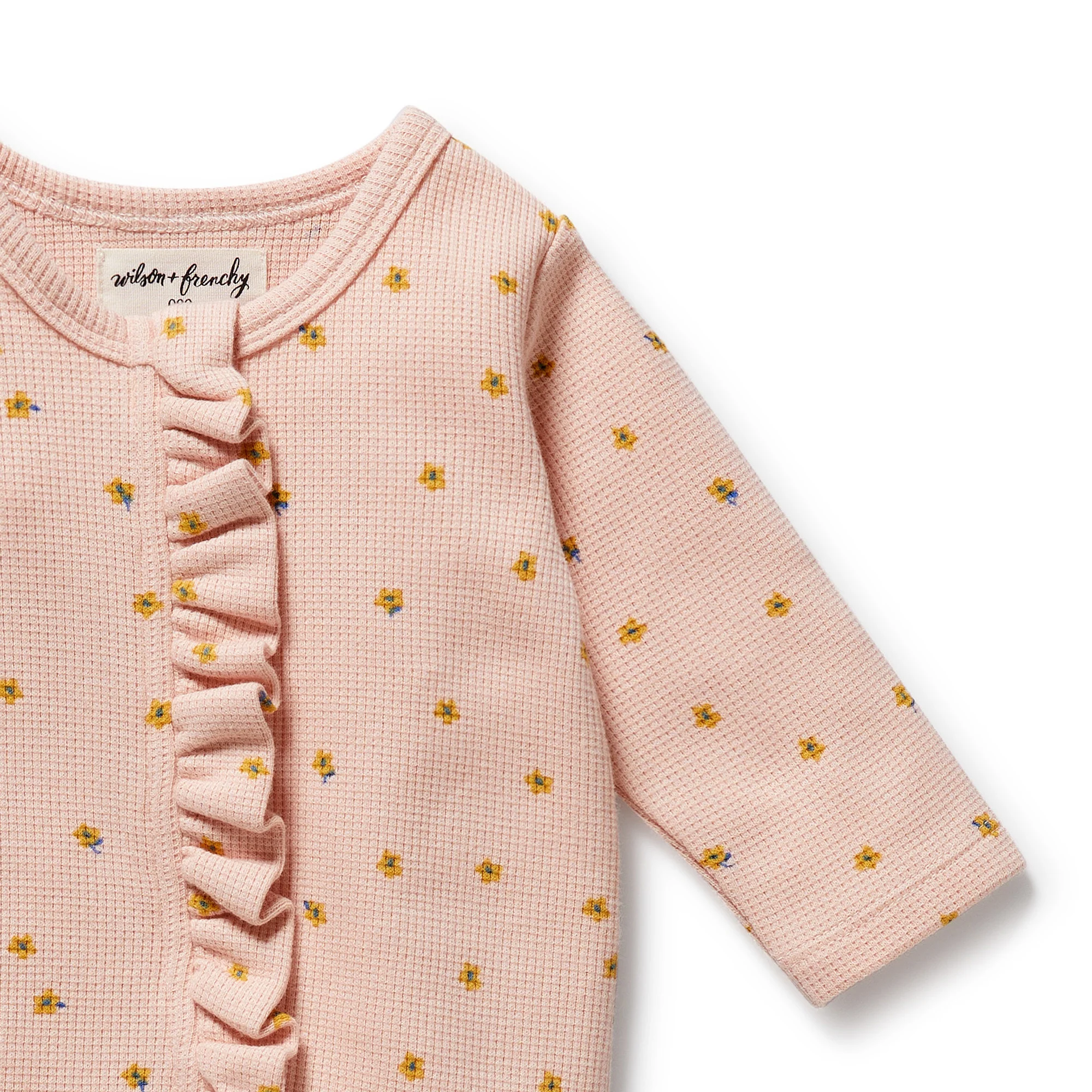 Wilson & Frenchy - Little Fleur Organic Waffle Ruffle Zipsuit - Image 3
