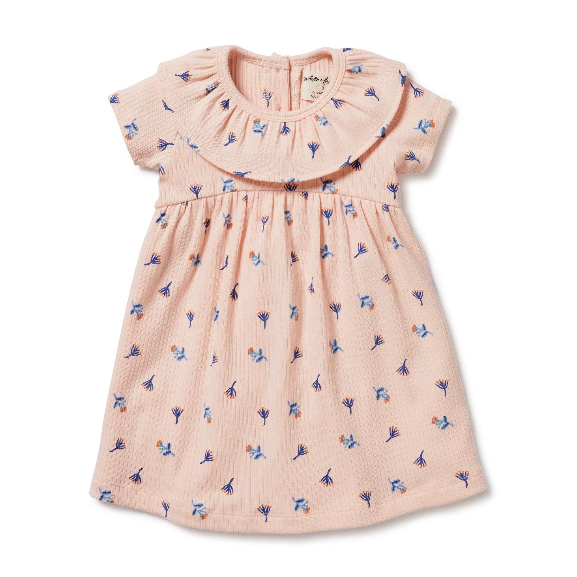 Little Flower Organic Rib Ruffle Dress