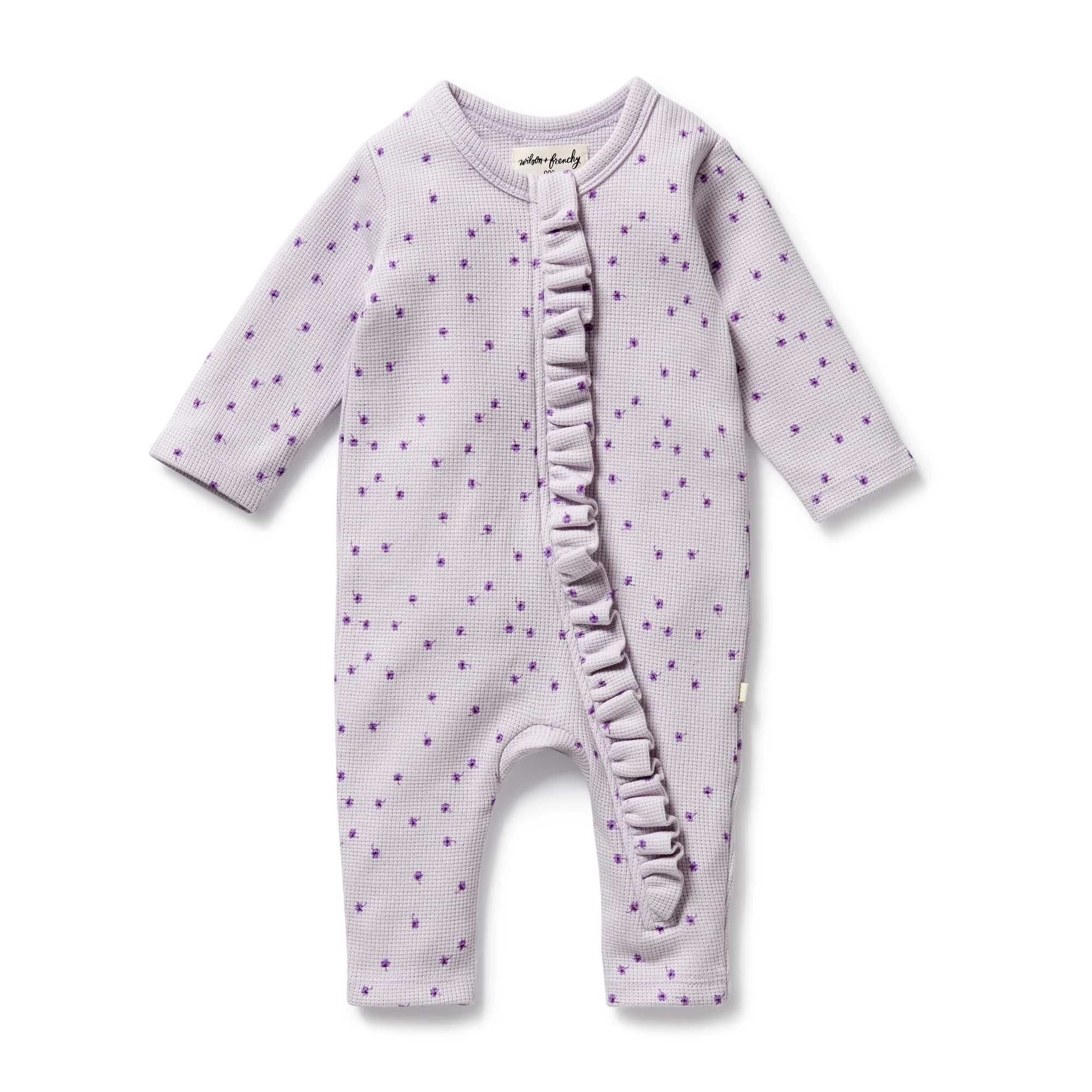 Wilson & Frenchy - Lulu Daisy Organic Waffle Ruffle Zipsuit