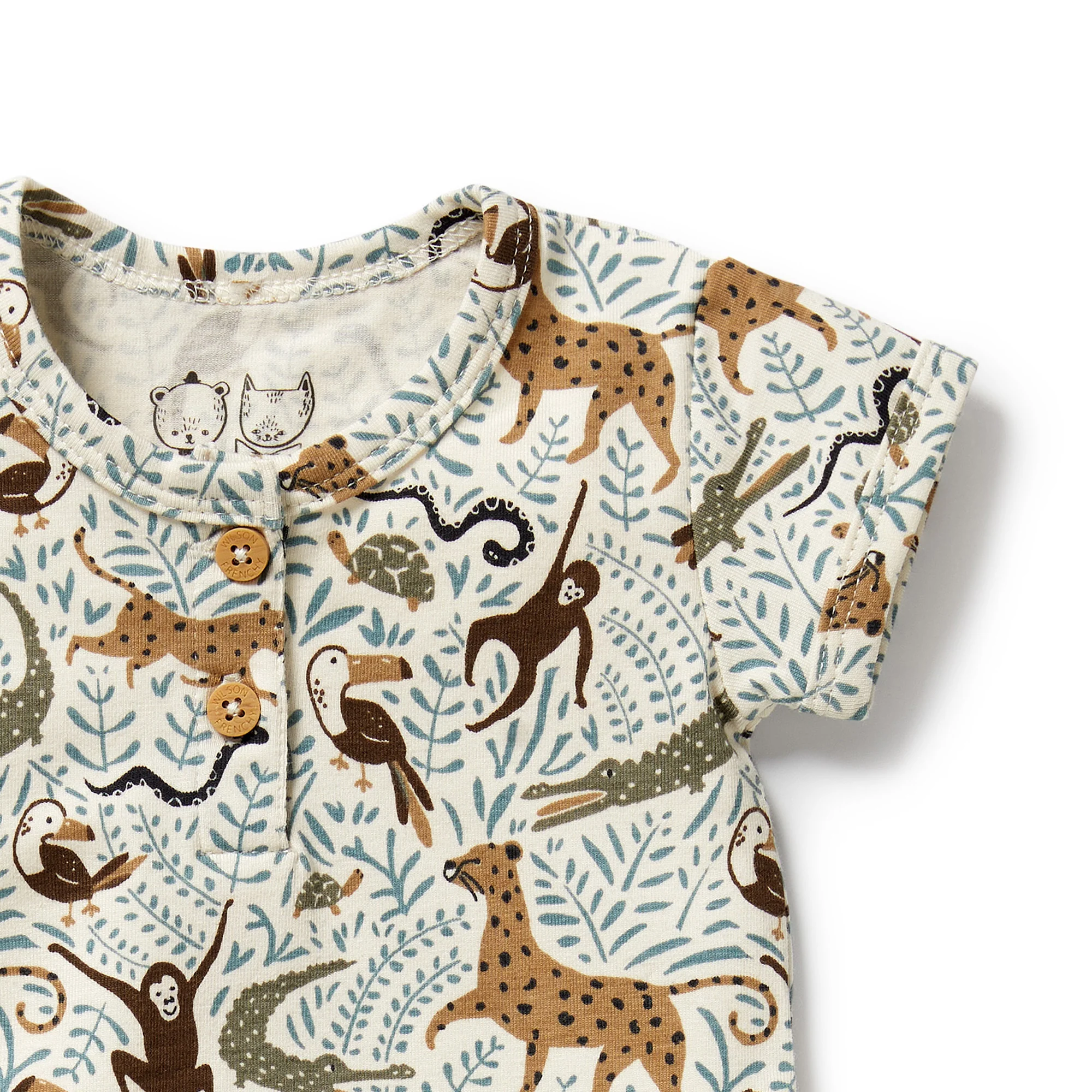 Organic Henley Bodysuit - Mini Jungle - Image 2