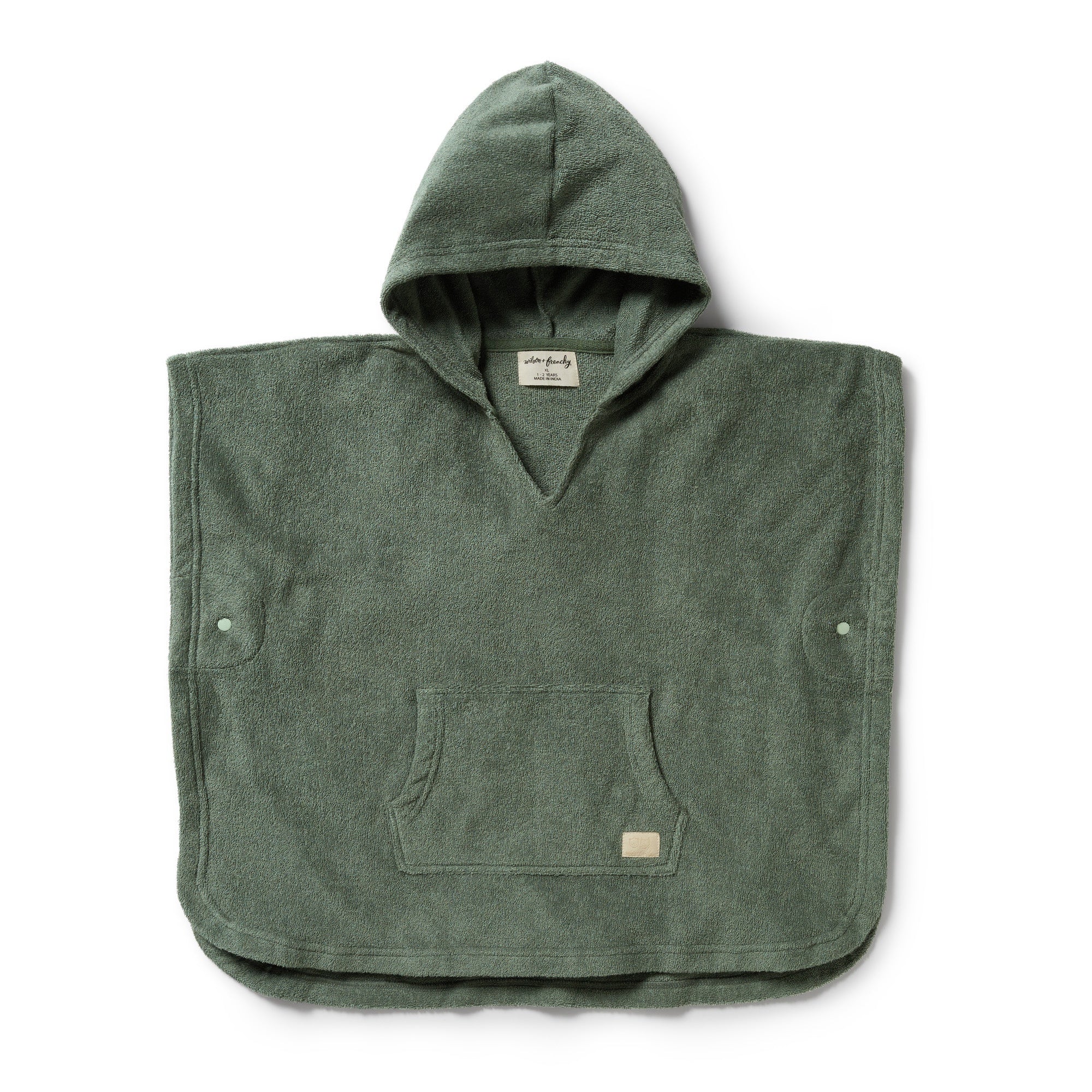 Organic Terry Hooded Poncho - Moss